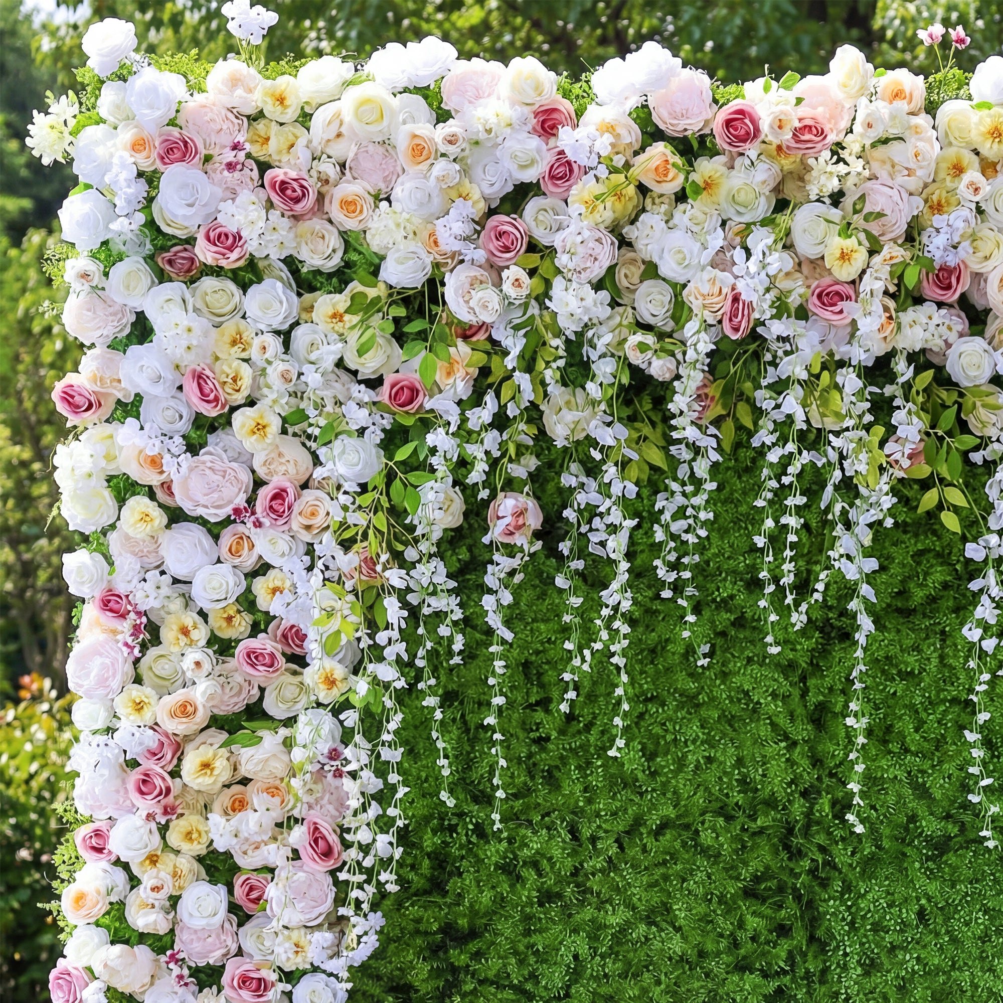 Valar Flower Roll Up Fabric Artificial Flower Wall Wedding Backdrop, Decoración Floral para Fiestas, Fotografía de Eventos-VF-294