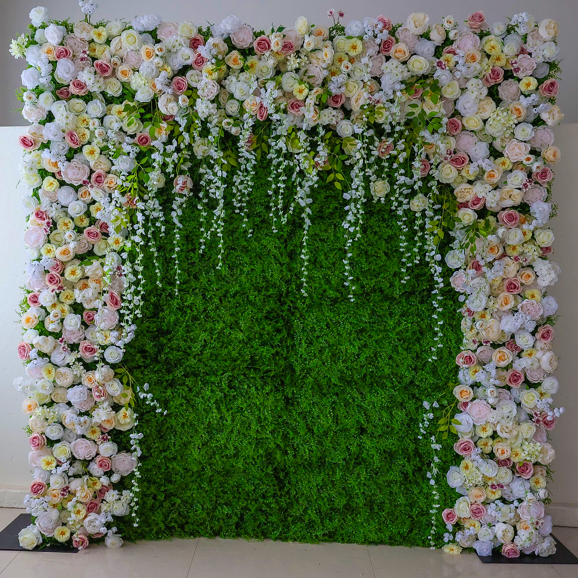 Valar Flowers Roll Up Fabric Artificial Flower Wall Wedding Backdrop, Floral Party Decor, Event Photography-VF-294