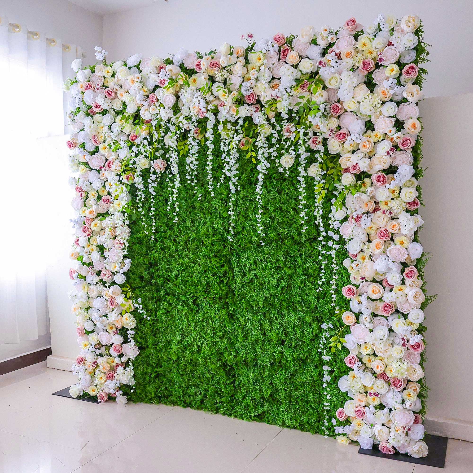 Valar Flower Roll Up Fabric Artificial Flower Wall Wedding Backdrop, Floral Party Decor, Event Photography-VF-294-1