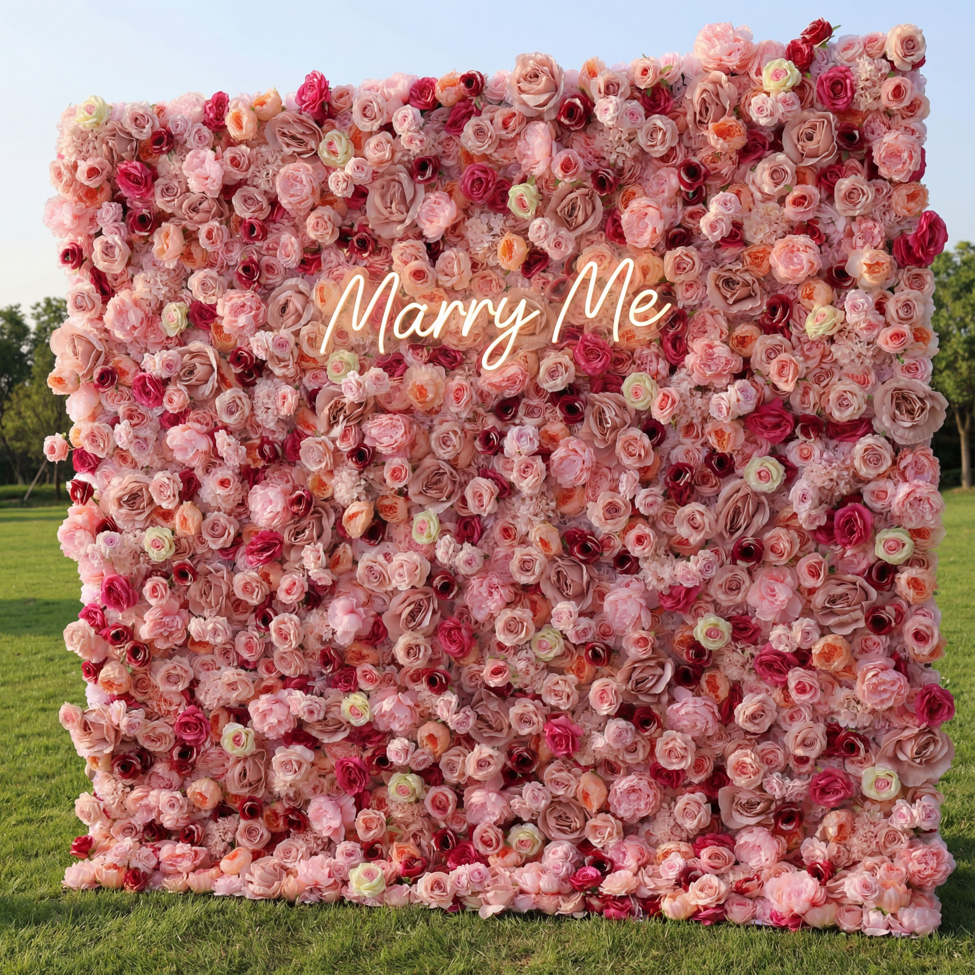 Valar Flowers Roll Up Fabric Artificial Flower Wall Wedding Backdrop, Floral Party Decor, Event Photography-VF-296