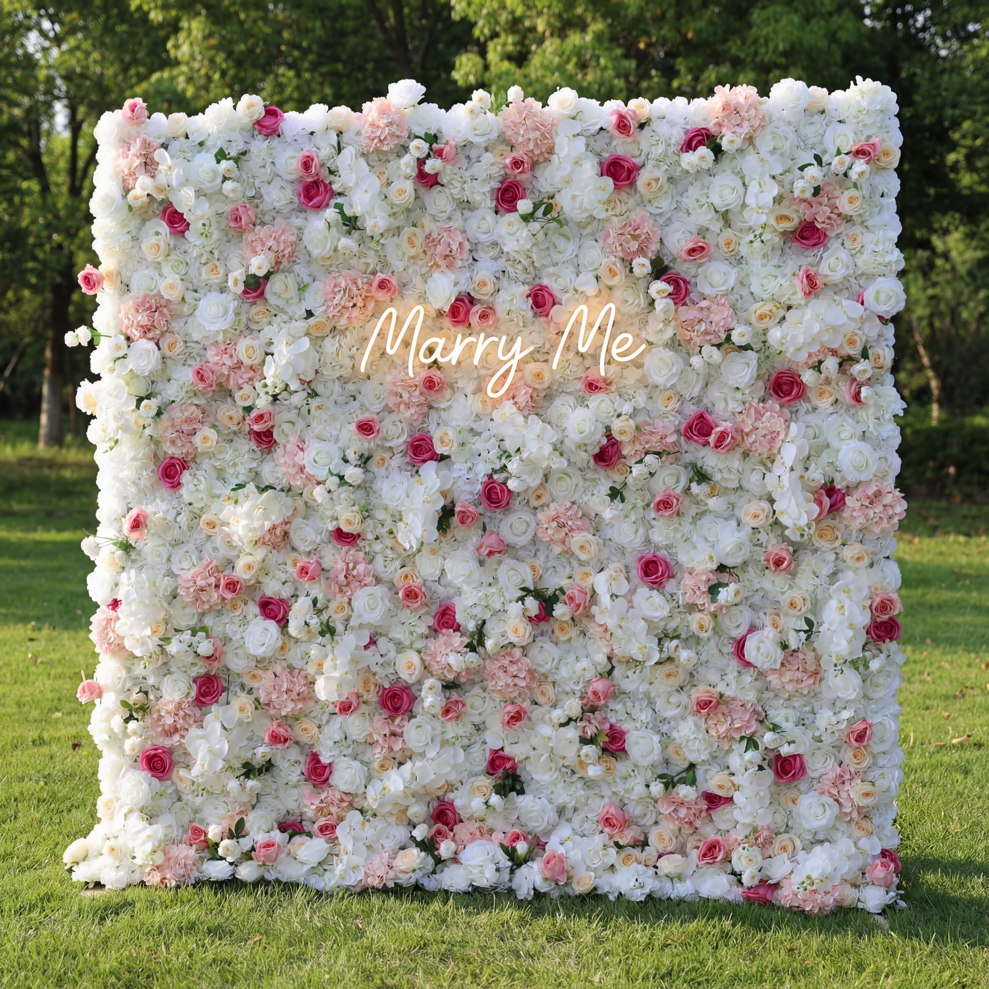 Valar Flowers Roll Up Fabric Artificial Flower Wall Wedding Backdrop, Floral Party Decor, Event Photography-VF-297