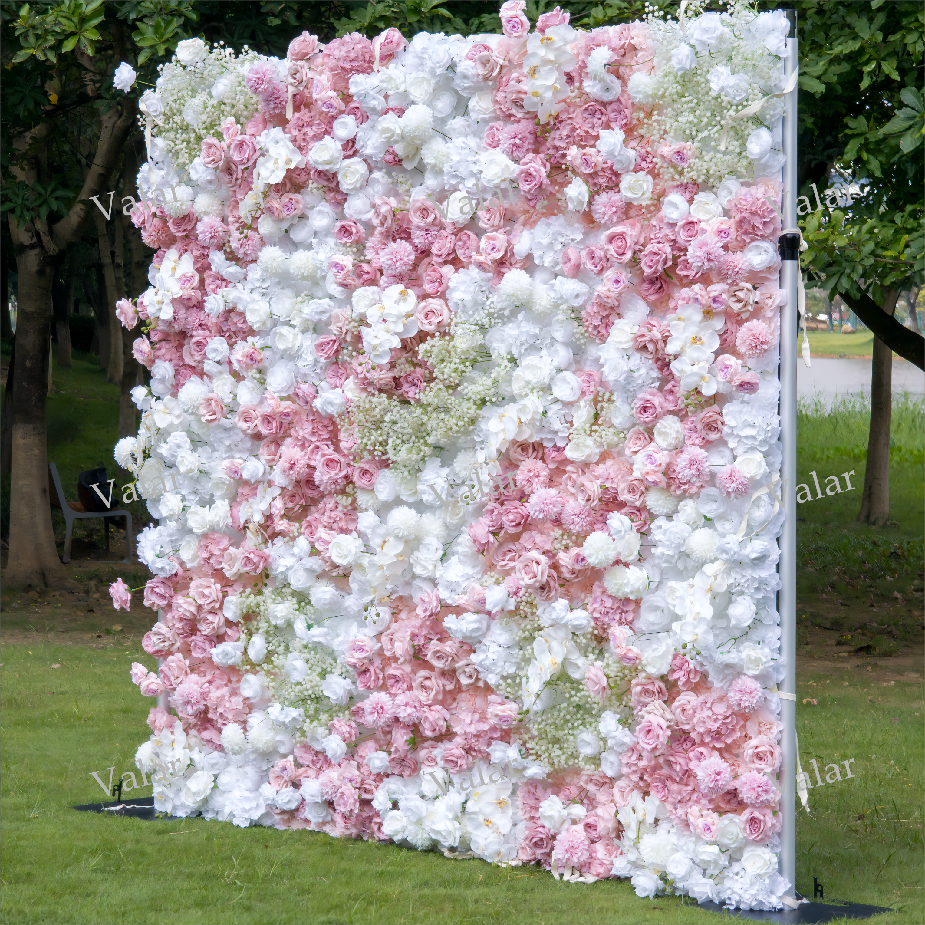 5D Roll-Up Flower Wall Backdrop for Wedding & Party Celebration Decor