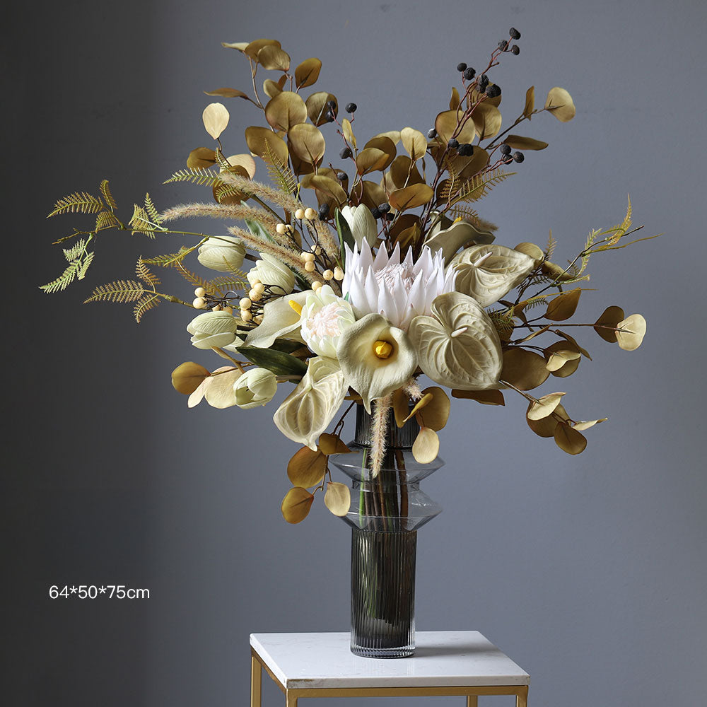 Naturalist Silk Flower Bouquet | Perfect Faux Floral Arrangement for Wedding, Home, and Event Décor VB-105 (Without Vase)