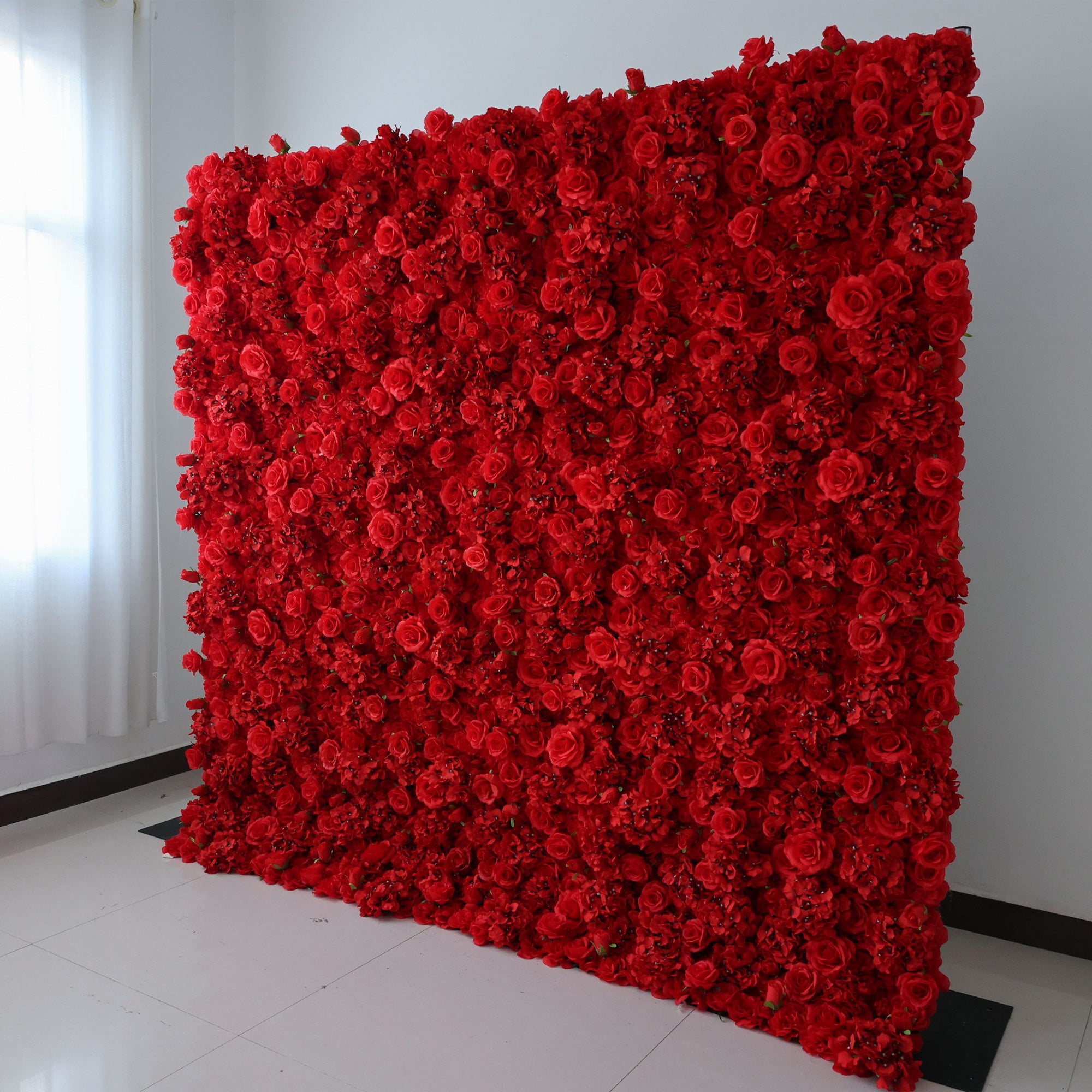 3D Red Rose Roll-Up Flower Wall Backdrop for Wedding & Party Celebration Decor VF-157-3