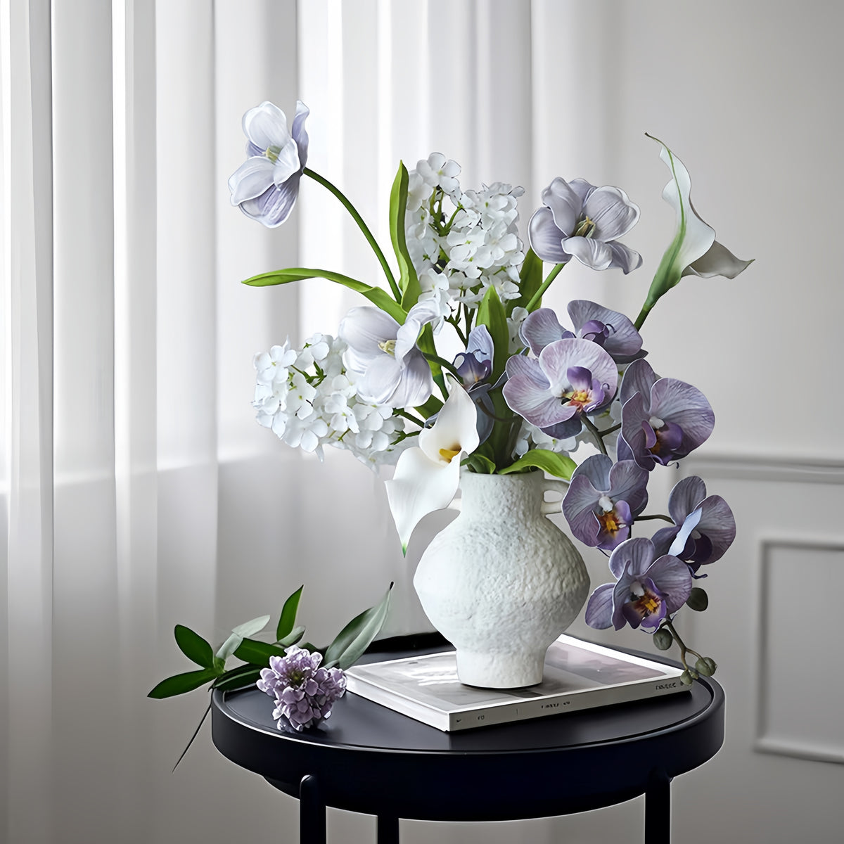 ValarFlower Modern Artificial Bridal Bouquet, Orchid and Calla Lily Wedding Bouquet for Ceremony Decor VB-262