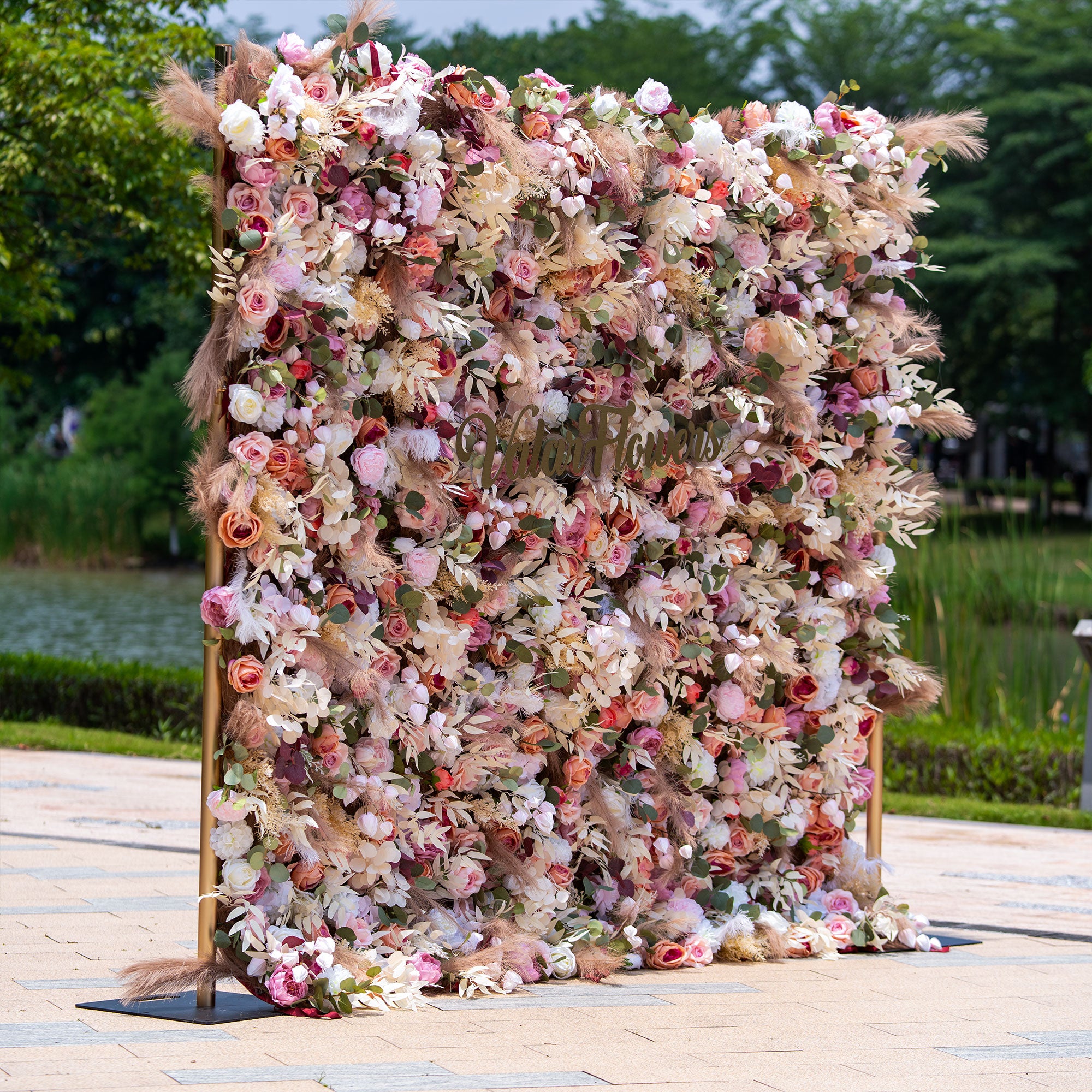 Valar Flower Roll Up Stoff Künstliche Blumenwand Hochzeitshintergrund, florale Partydekoration, Eventfotografie-VF-327-2 