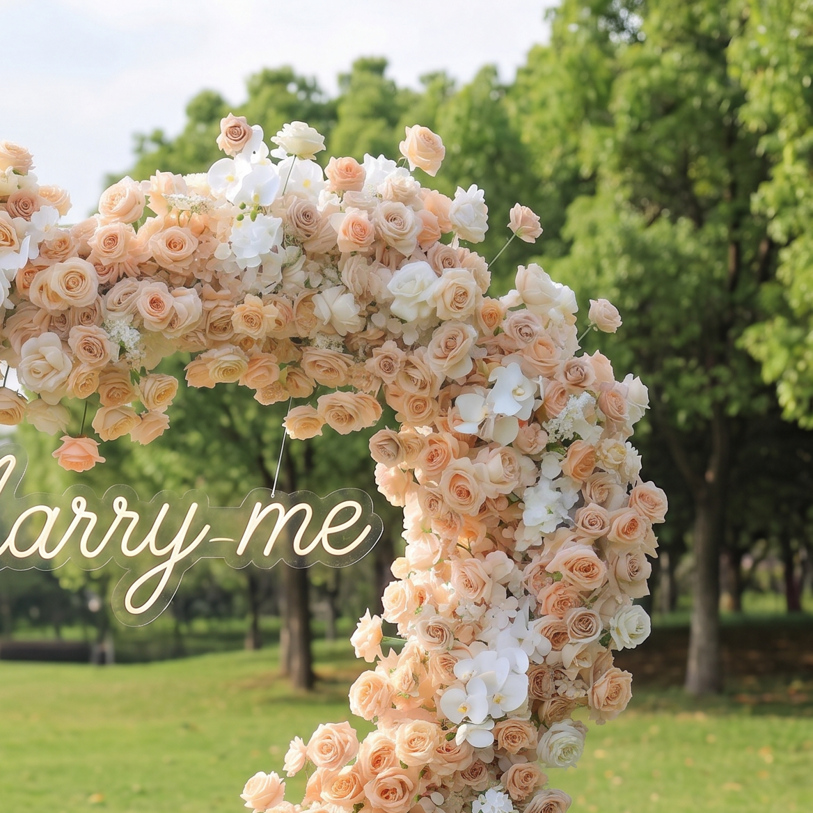 ValarFlower Luxury Peach Heart Flower Wall Arch, Romantic Wedding Proposal Backdrop for Outdoor Ceremony & Engagement Events HA-607