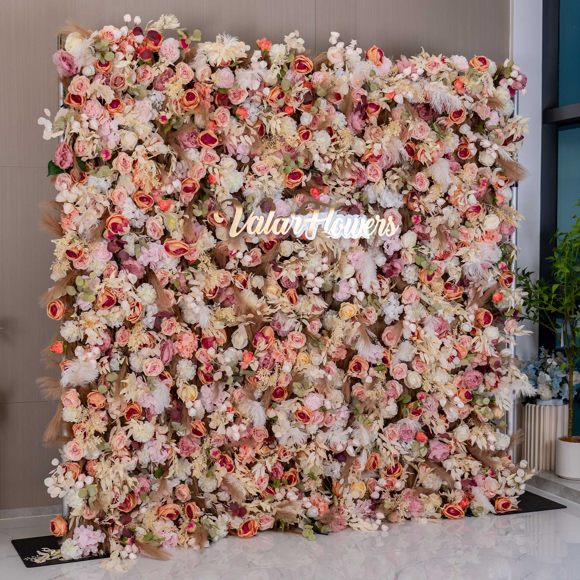 ValarFlower DIY Handmade 5D roll-up artificial flower wall for weddings & party decoration, Suitable for luxury special event, Babyshower party, engagement, wedding reception,shopping mall decor, plazas, hotels, restaurants, airports, living rooms. Durable high-quality floral backdrops. Boho Wedding |  Birthday decor. VF-327-2-3