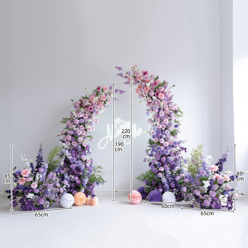 Valar Flower Moon Shaped Floral Arch - Stunning Rainbow Style Artificial Flower Arrangement for Weddings VA-101