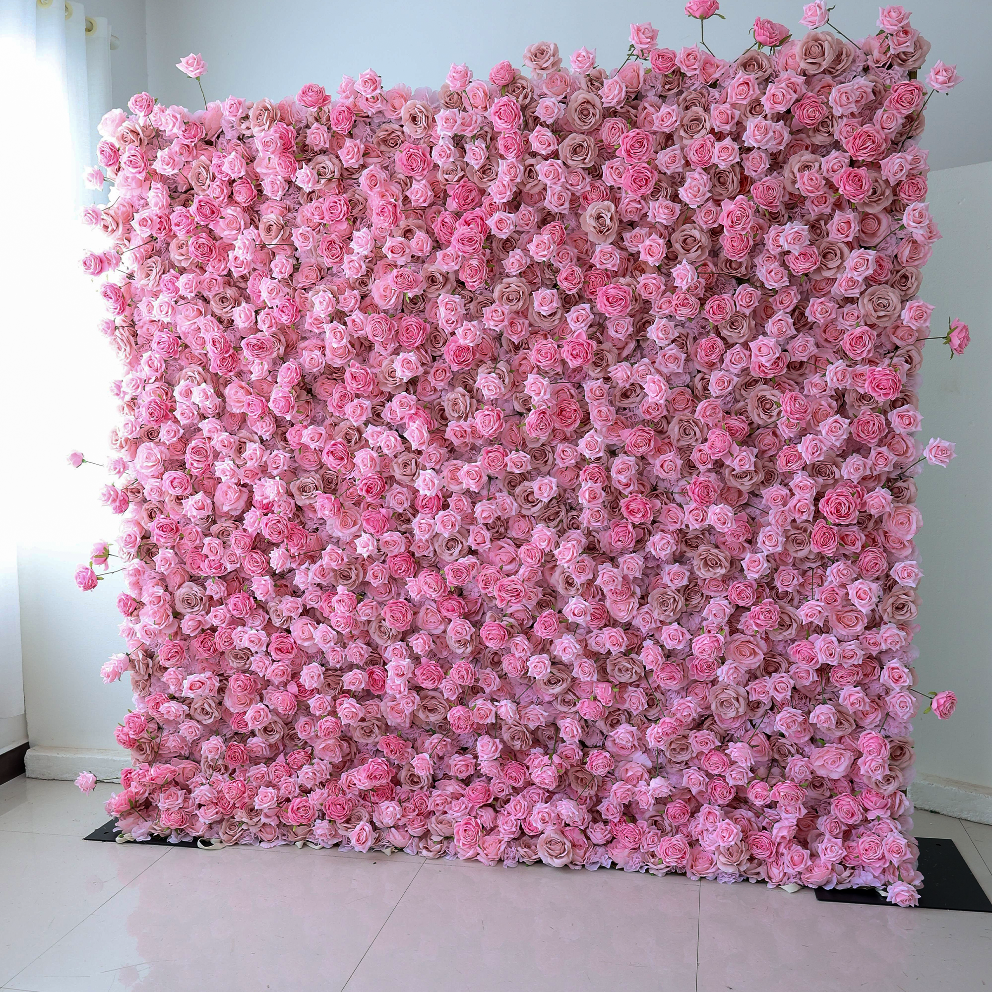 Valar Flowers Roll Up Fabric Artificial Flower Wall Wedding Backdrop, Floral Party Decor, Event Photography-VF-394