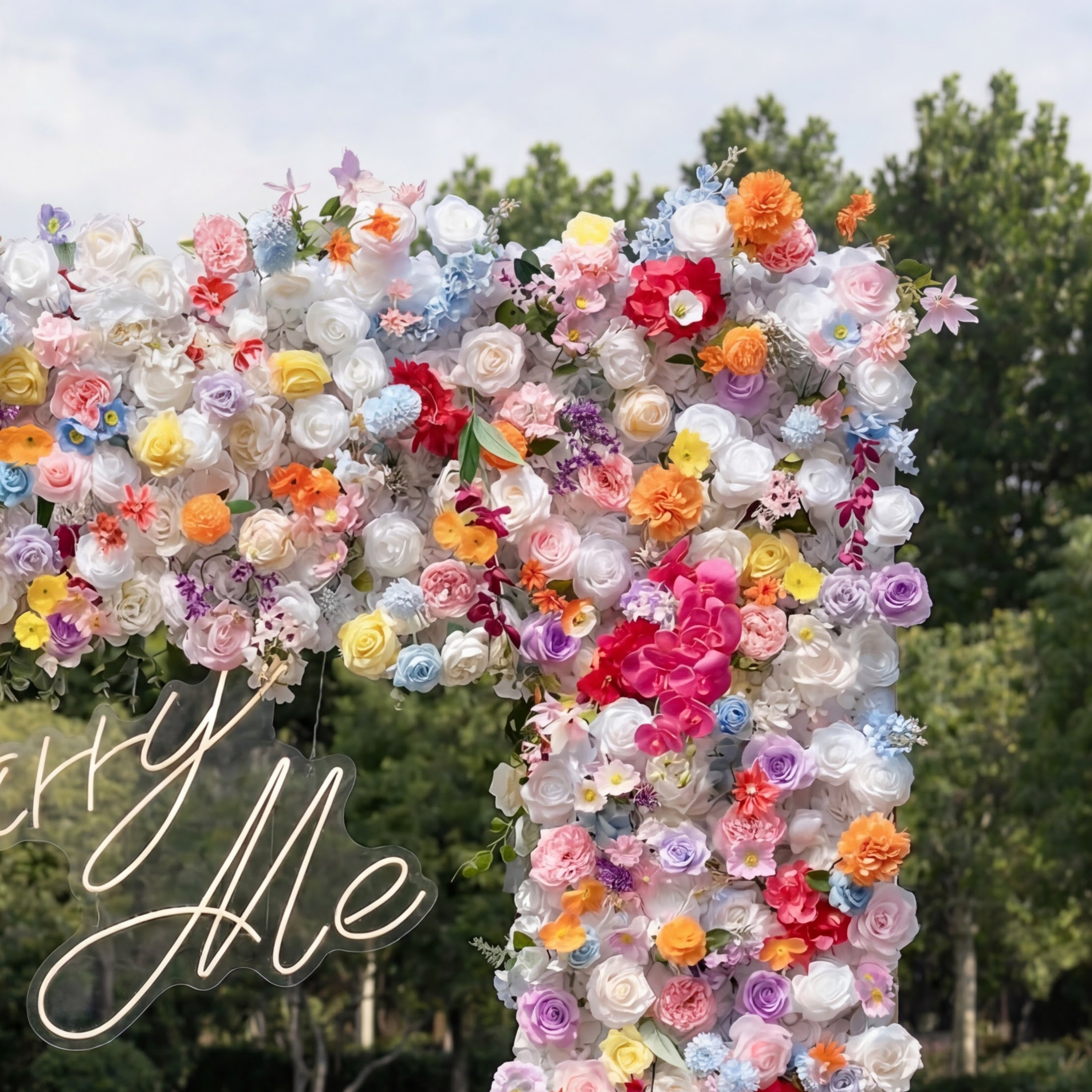 ValarFlower Colorful Floral Arch Backdrop – Artificial Flower Wedding Decor for Ceremony, Party & Event Photo Booth VA-399