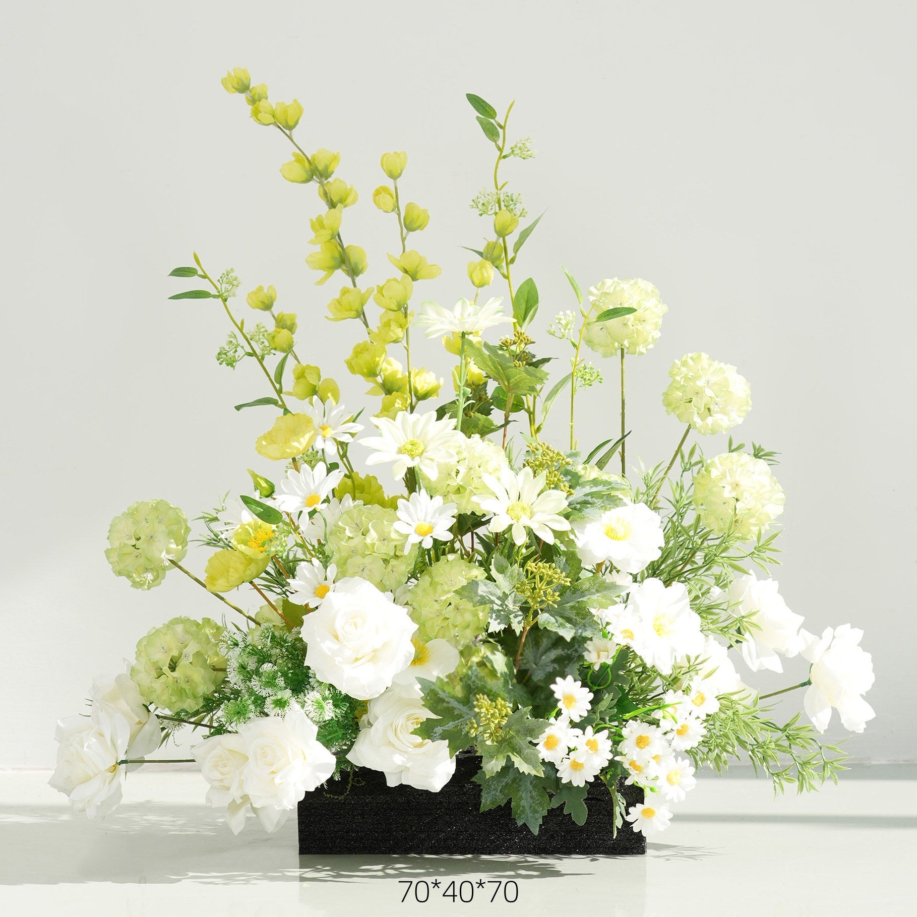 Configuración de flores artificiales inspiradas en la primavera – Conjunto de flores artificiales azules y amarillas para eventos FA-264