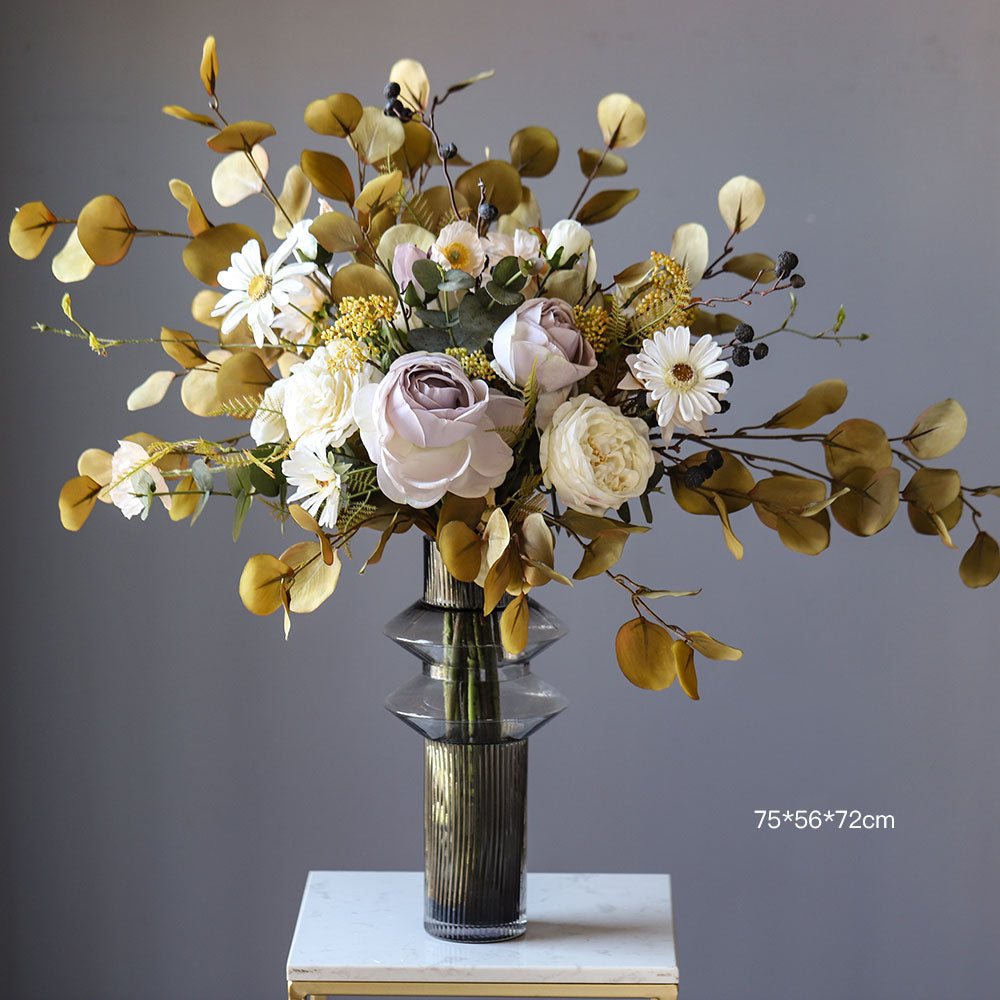 Fall-Themed Faux Floral Bouquet | Perfect for Home Décor, Weddingsand Autumn Events VB-111 (Without Vase)