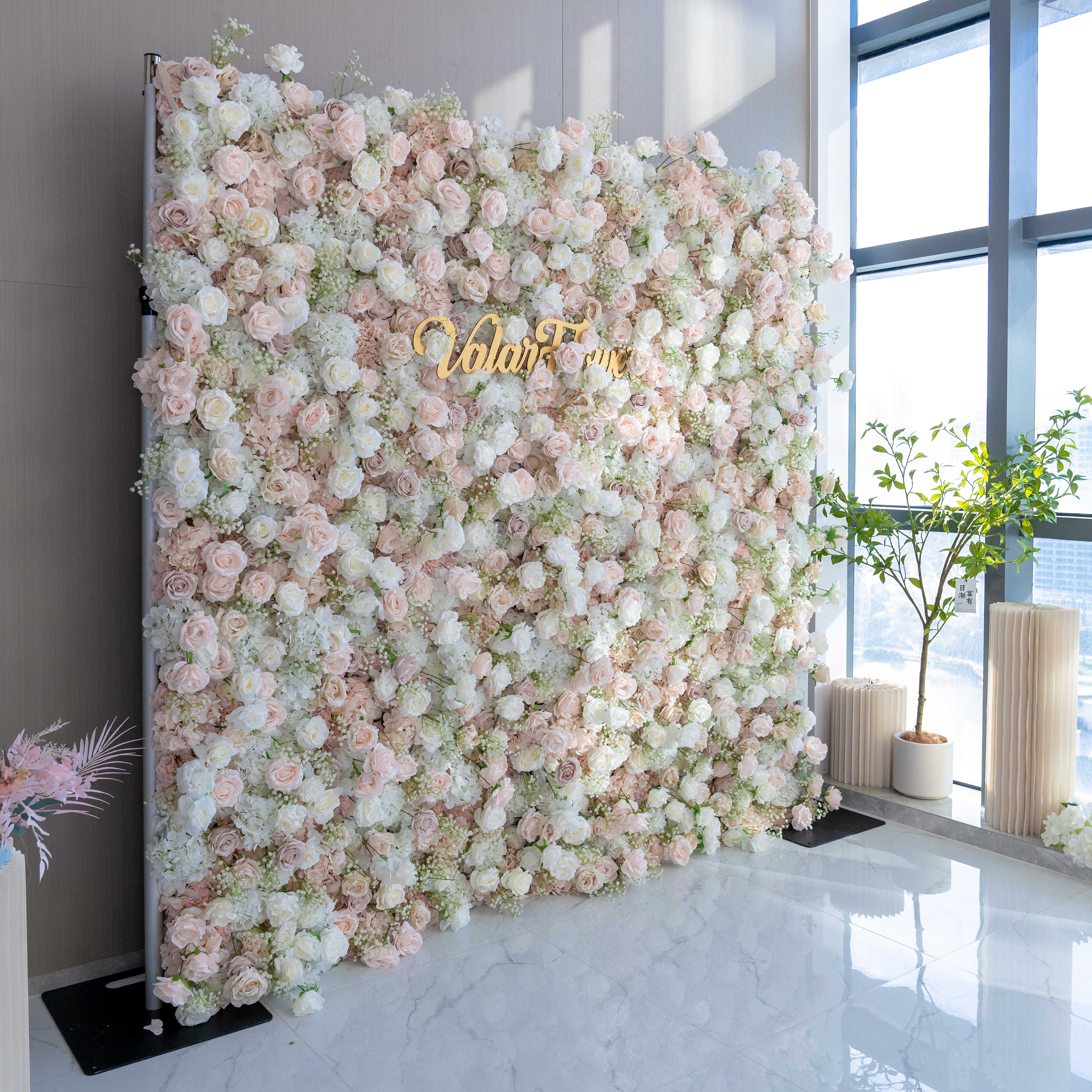 5D Roll up Artificial Flower Wall Wedding Backdrop Party Decoration 3742