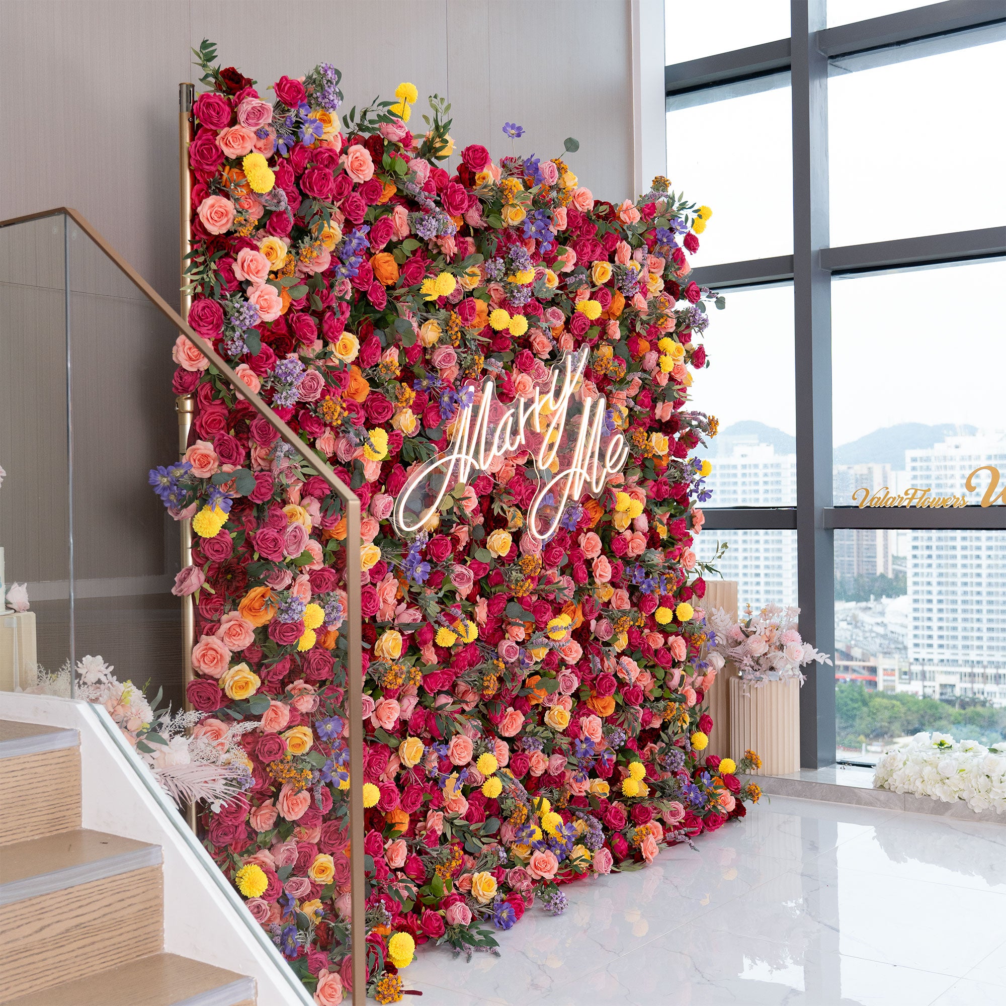 Luxury Artificial Flower Wall Backdrop – Handmade Silk Rose & Floral Panel for Wedding, Event & Party Decorations-VF-806