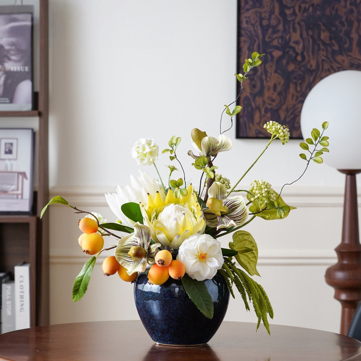 Elegantes Blumenstrauß-Arrangement mit Herbstmotiv | Luxuriöse Kunstblumen für Hochzeiten und Inneneinrichtung VB-113 (ohne Vase)