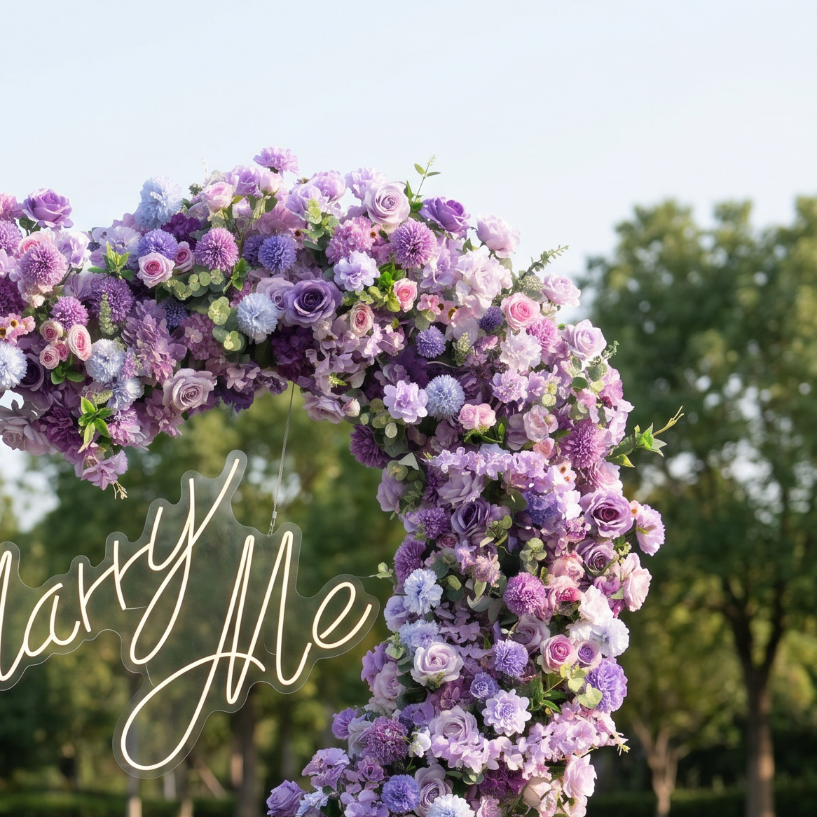 ValarFlower Luxury Purple Heart Flower Wall Arch, Romantic Wedding Ceremony Backdrop for Outdoor Garden & Engagement Events HA-490