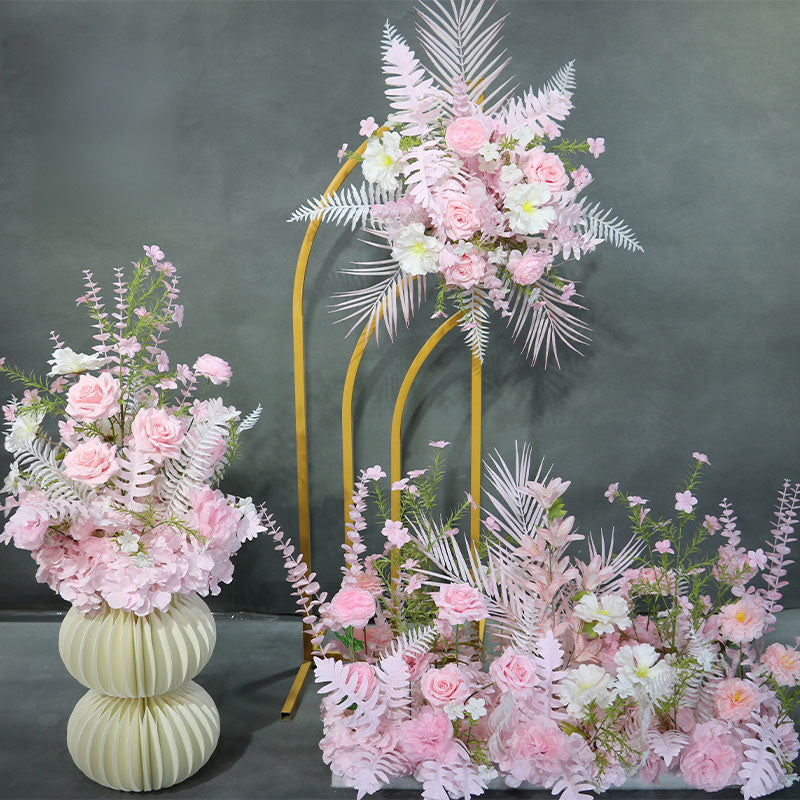 Romantic Pink Faux Floral Arrangement Set | Ideal for Weddings, Event Décor, and Elegant Home Decor FA-203