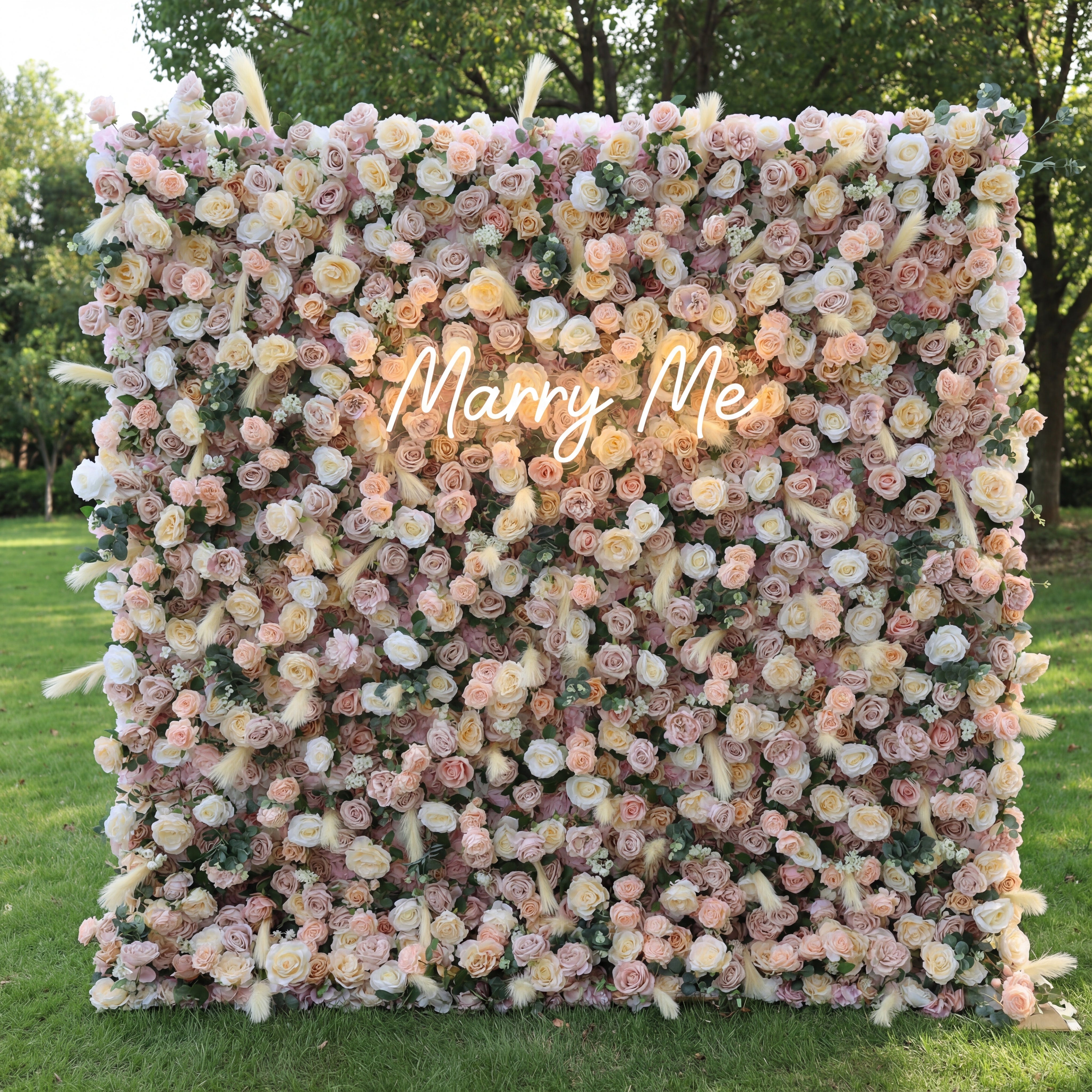 Valar Flowers Roll Up Fabric Artificial Flower Wall Wedding Backdrop, Floral Party Decor, Event Photography-VF-302