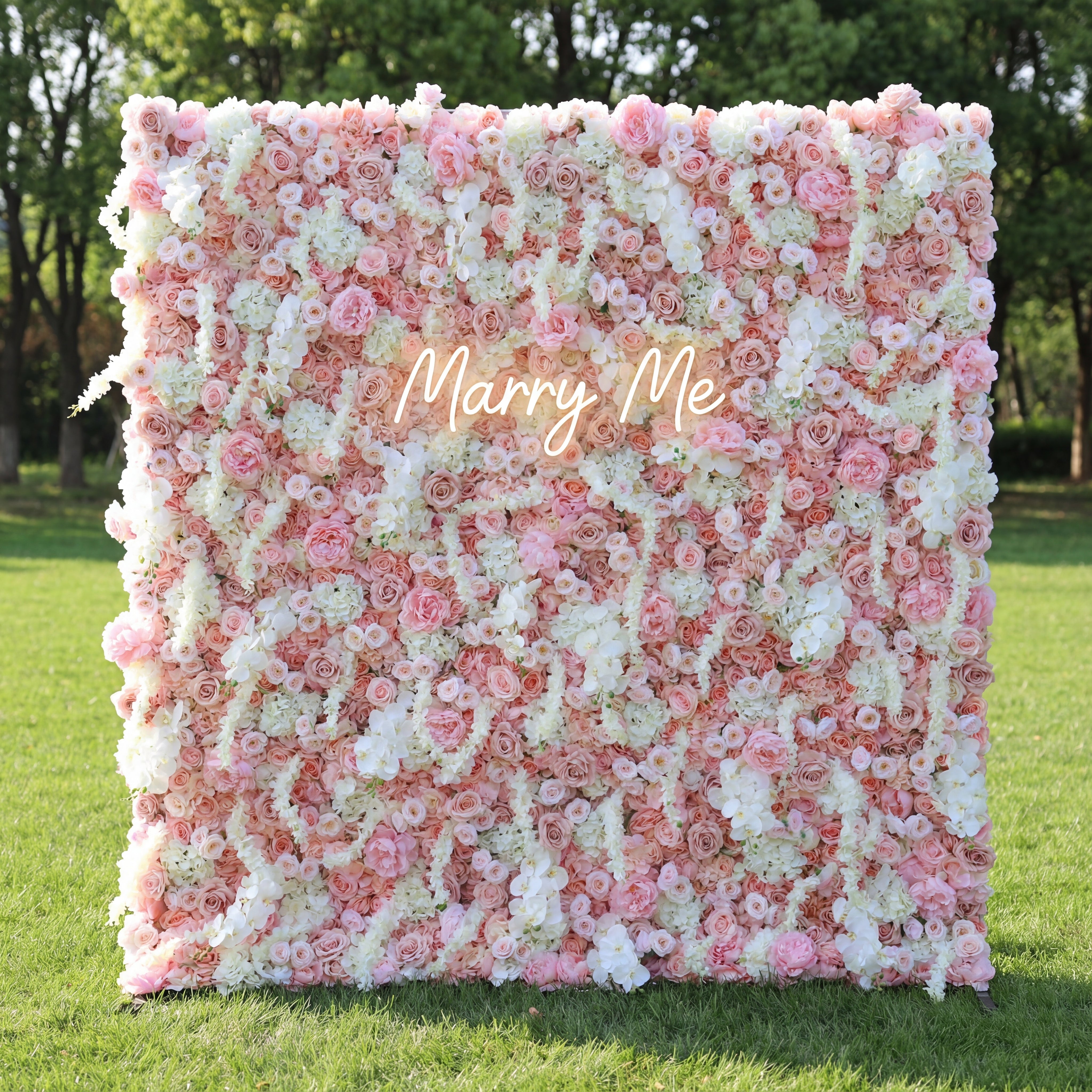 Valar Flowers Roll Up Fabric Artificial Flower Wall Wedding Backdrop, Floral Party Decor, Event Photography-VF-304