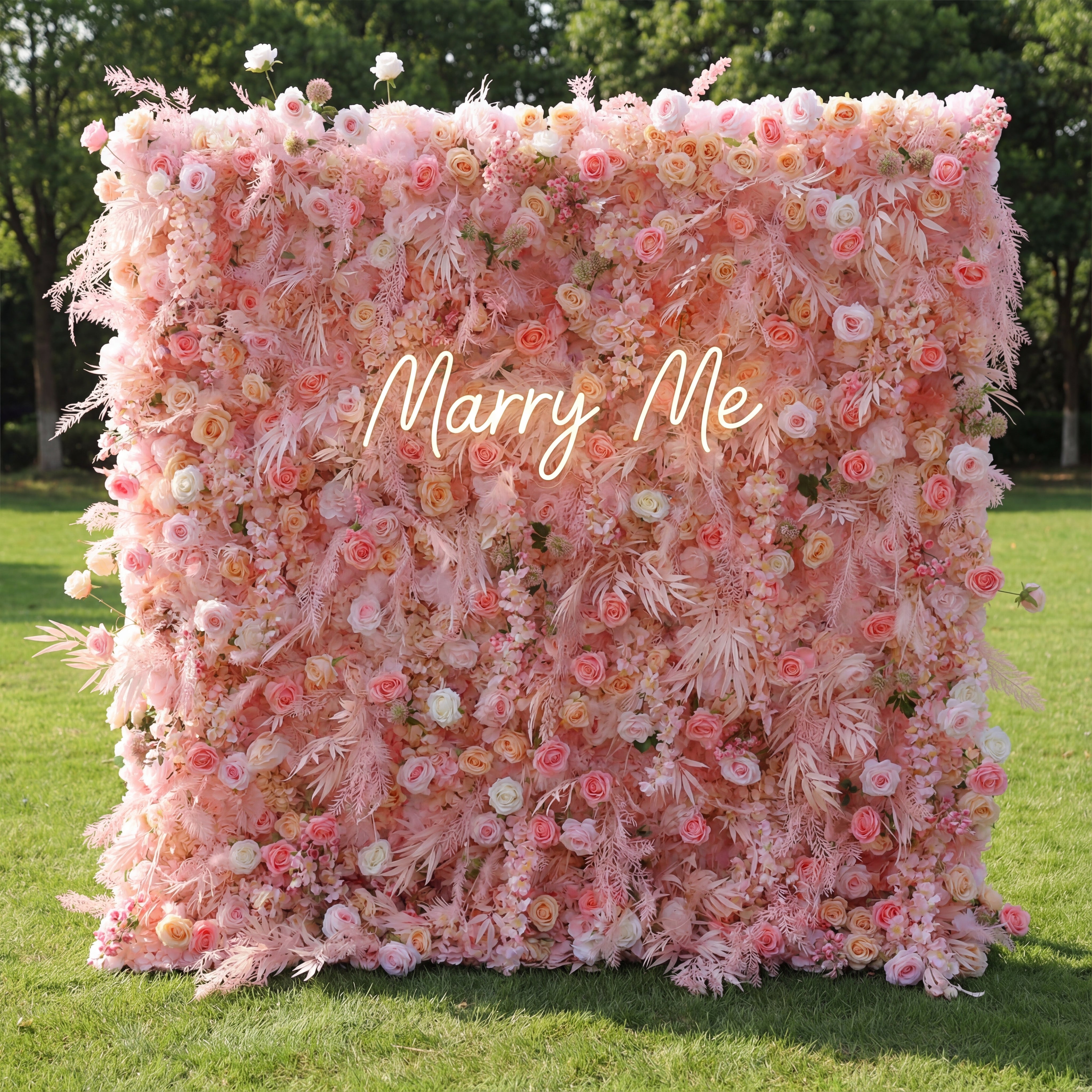 Valar Flowers Roll Up Fabric Artificial Flower Wall Wedding Backdrop, Floral Party Decor, Event Photography-VF-305