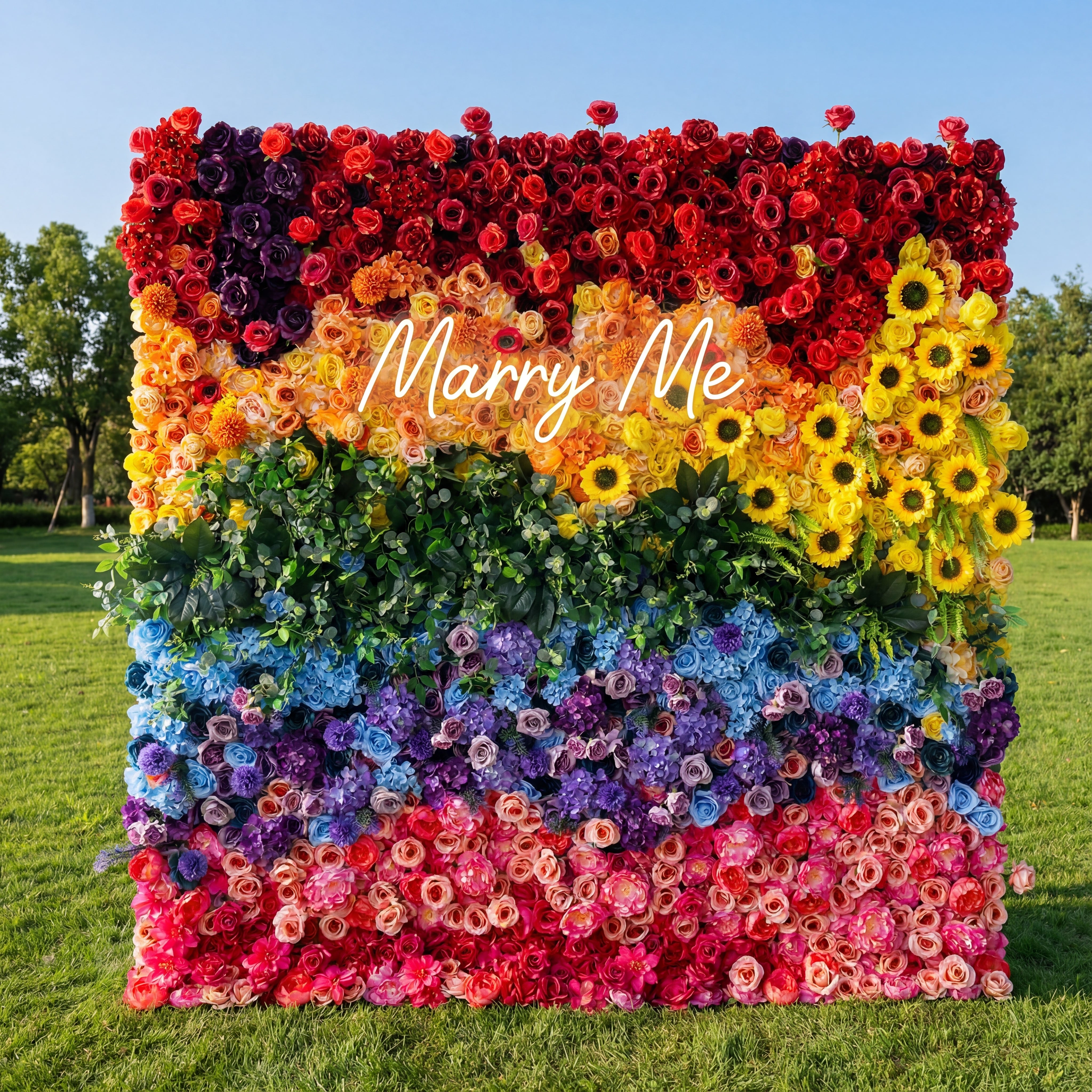 Valar Flowers Roll Up Fabric Artificial Vivid Rainbow Flower Wall Wedding Backdrop, Floral Party Decor, Event Photography-VF-310