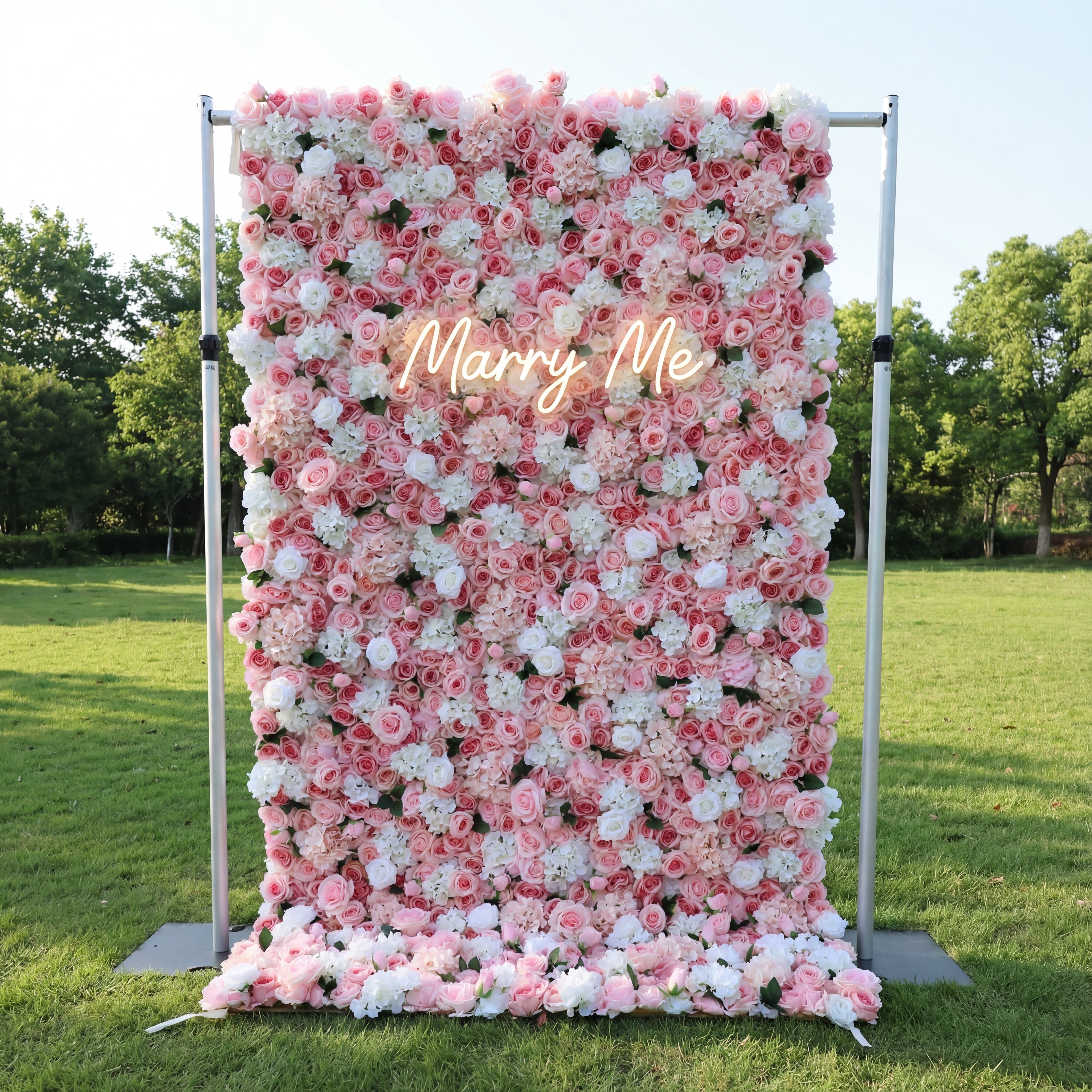 Valar Flowers Roll Up Fabric Artificial Flower Wall Wedding Backdrop, Floral Party Decor, Event Photography-VF-312