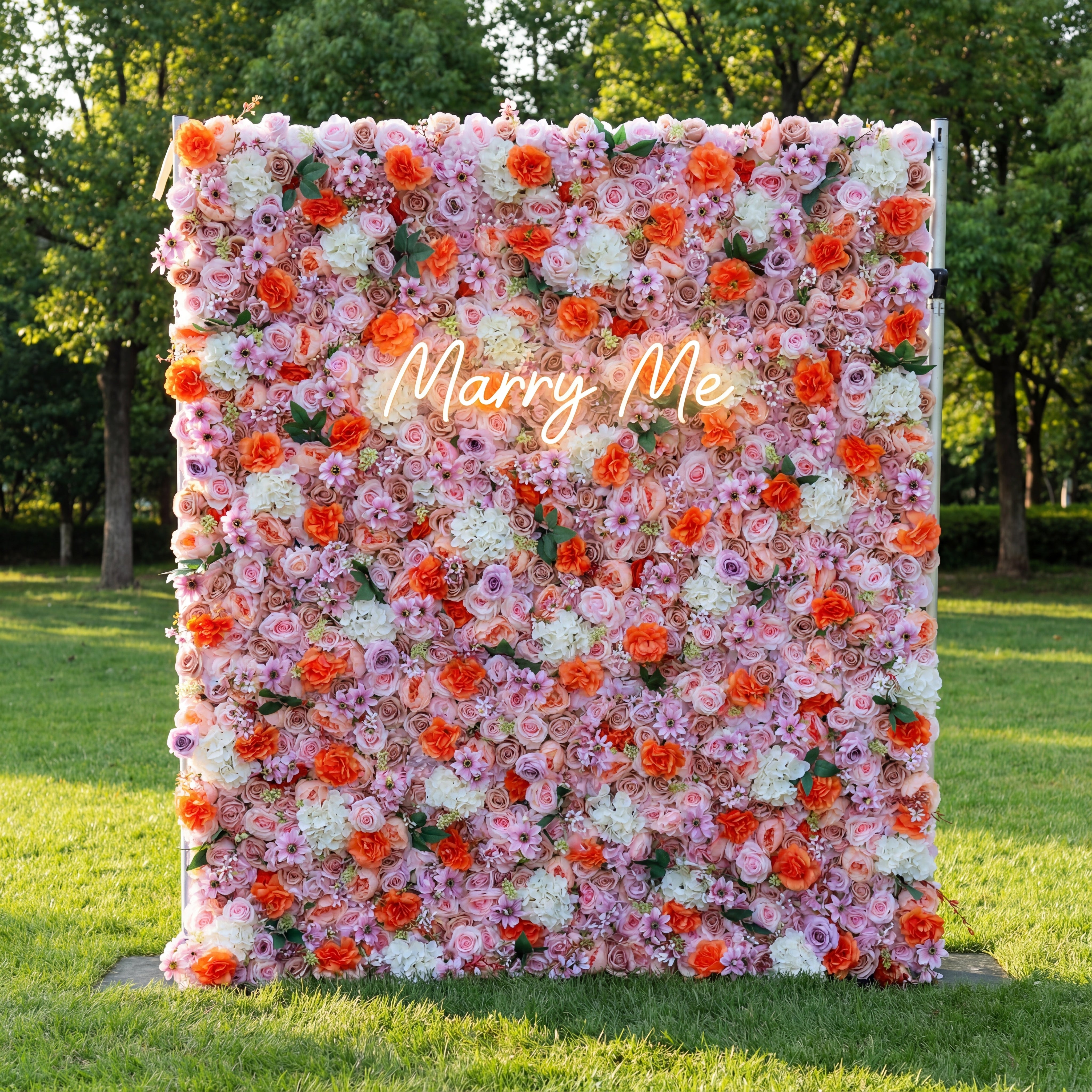 Valar Flowers Roll Up Fabric Artificial Flower Wall Wedding Backdrop, Floral Party Decor, Event Photography-VF-317