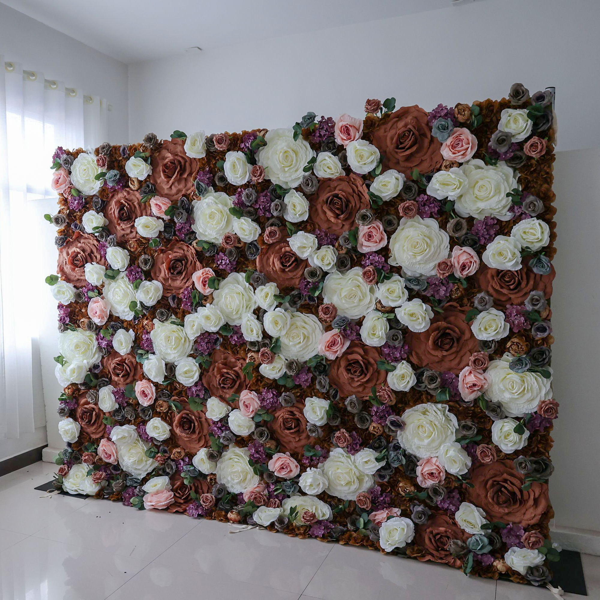 Valar Flowers Roll Up Fabric Artificial Flower Wall Wedding Backdrop, Floral Party Decor, Event Photography-VF-320