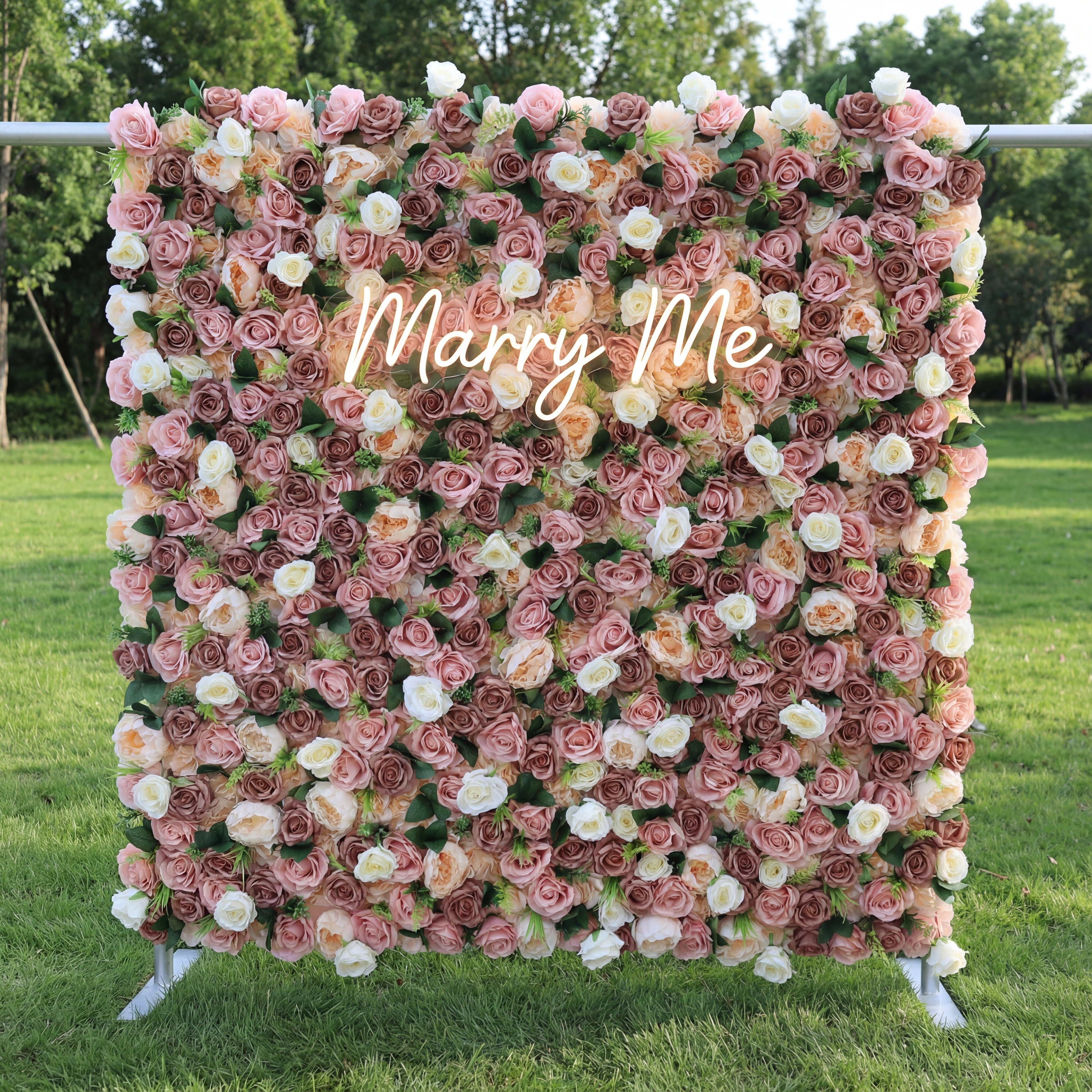 Valar Flowers Roll Up Fabric Artificial Flower Wall Wedding Backdrop, Floral Party Decor, Event Photography-VF-322