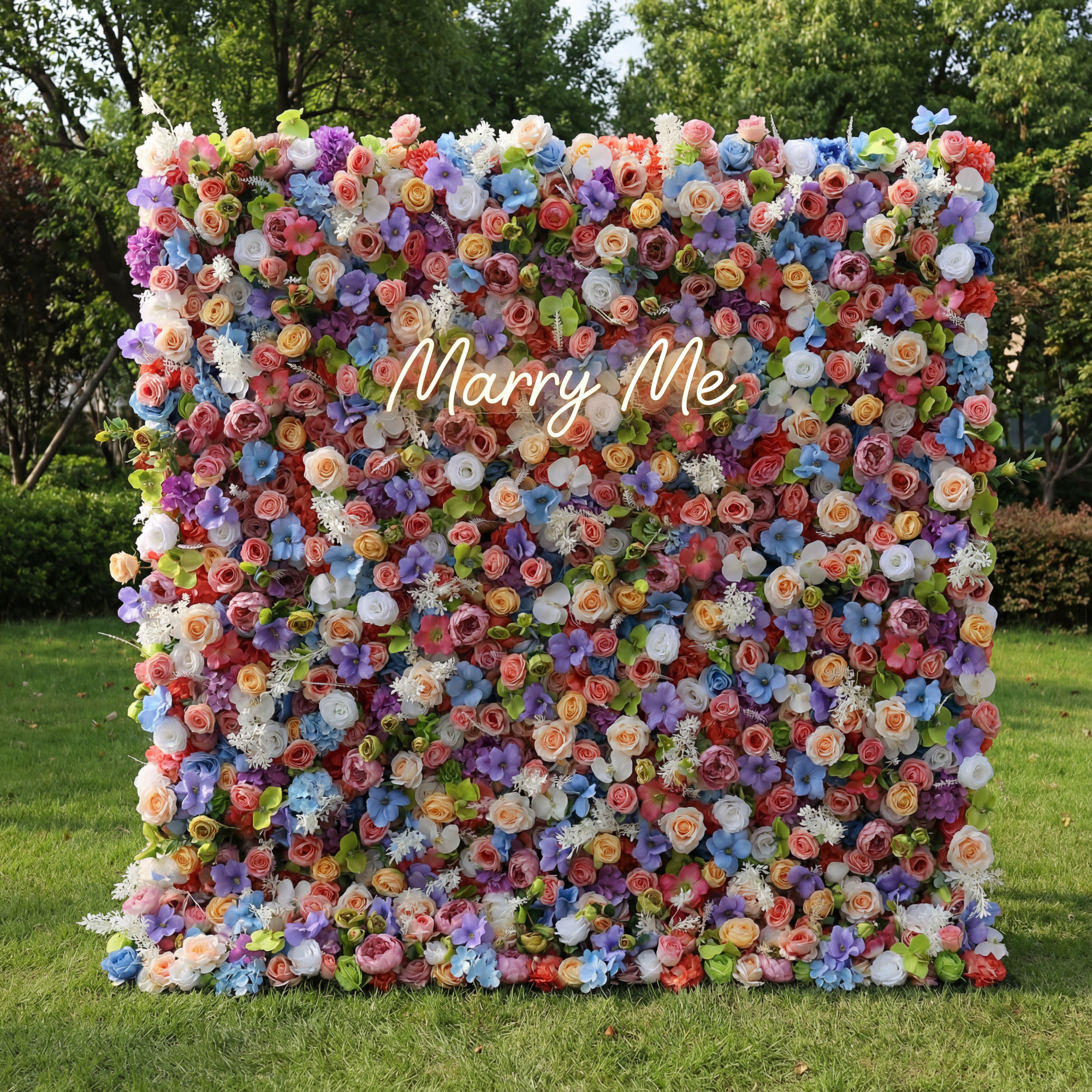 Valar Flowers Roll Up Fabric Artificial Flower Wall Wedding Backdrop, Floral Party Decor, Event Photography-VF-328