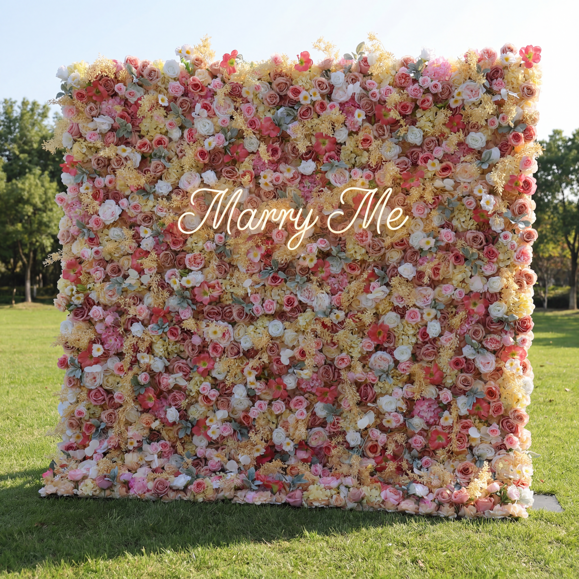 Valar Flowers Roll Up Fabric Artificial Flower Wall Wedding Backdrop, Floral Party Decor, Event Photography-VF-329