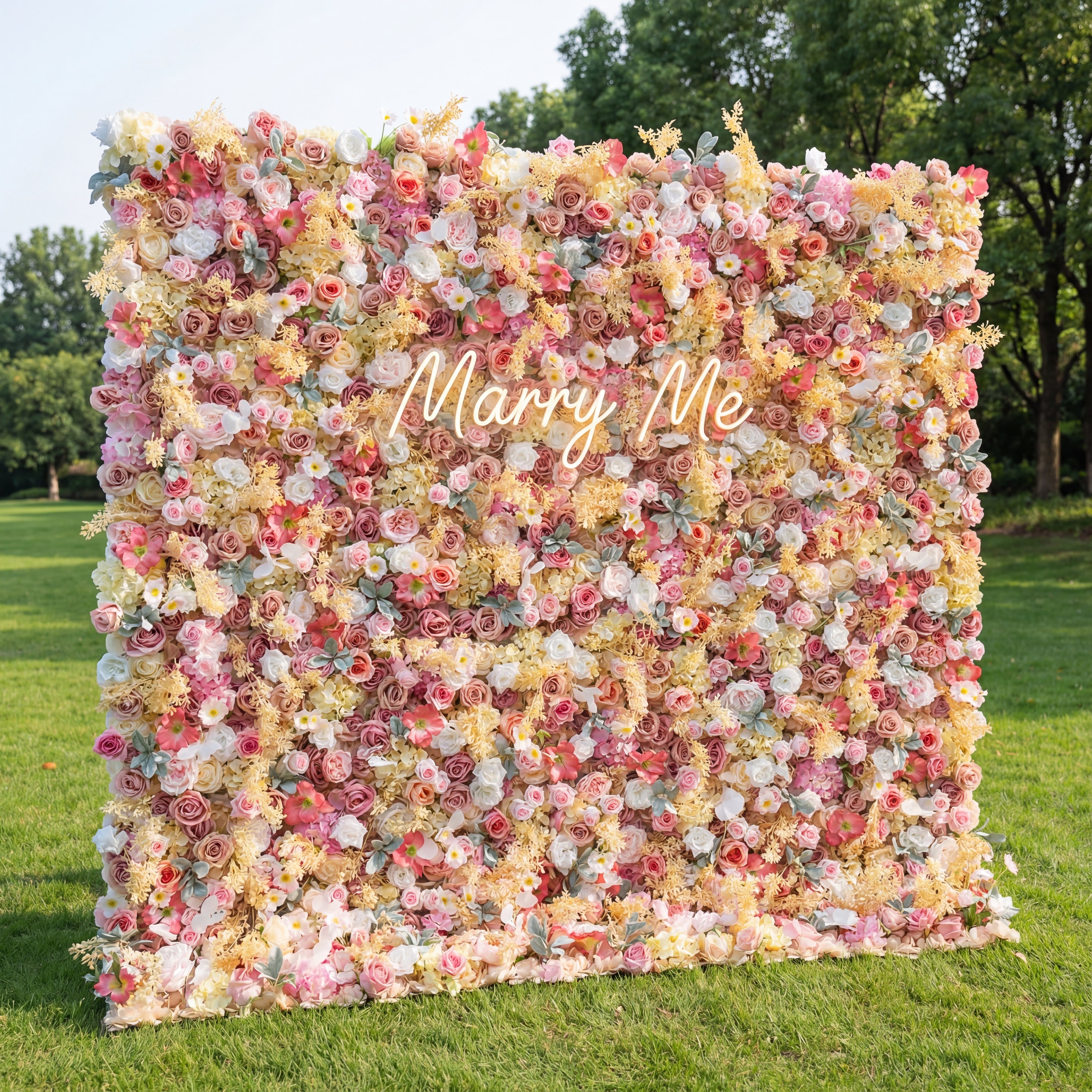 Valar Flowers Roll Up Fabric Artificial Flower Wall Wedding Backdrop, Floral Party Decor, Event Photography-VF-329