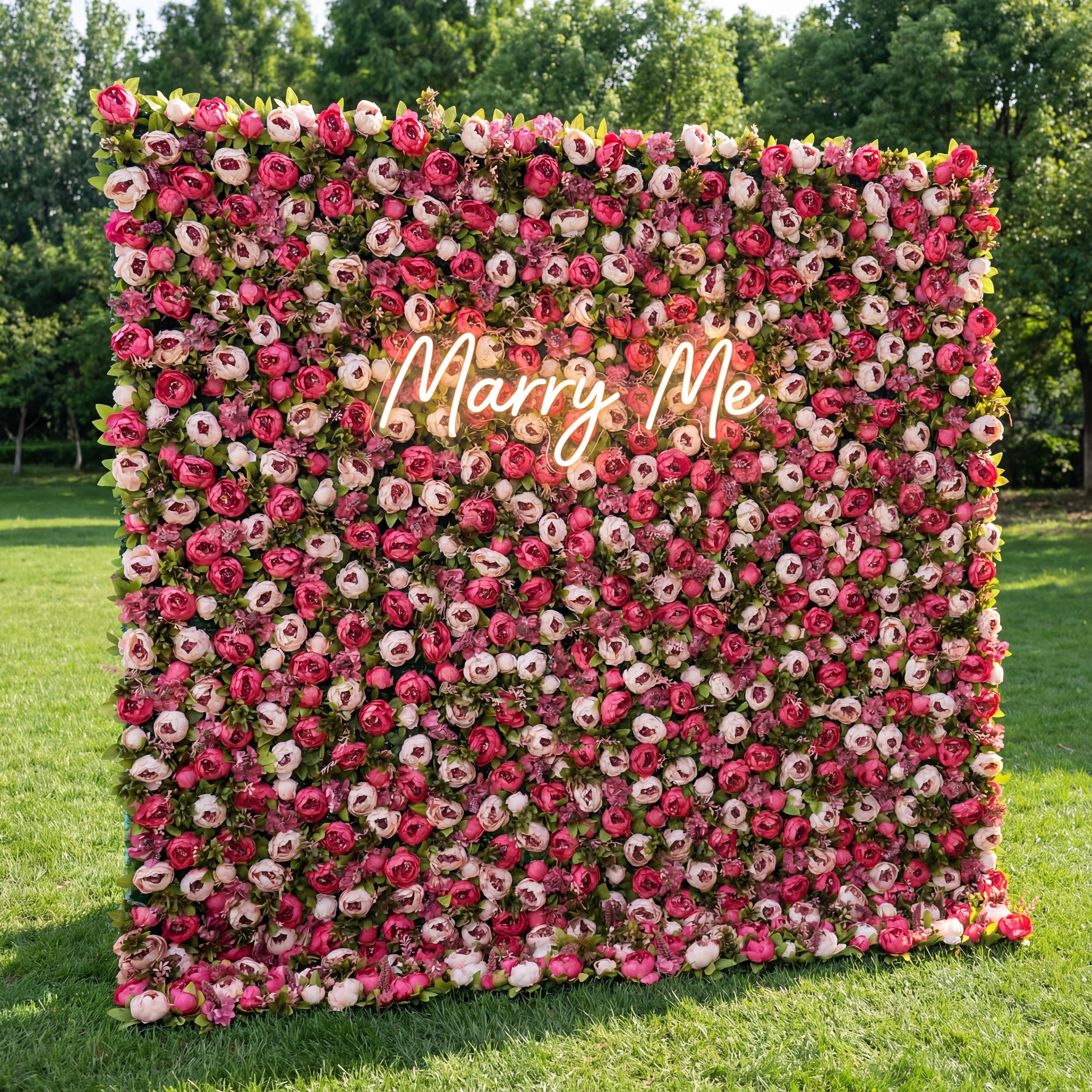 Valar Flowers Roll Up Fabric Artificial Flower Wall Wedding Backdrop, Floral Party Decor, Event Photography-VF-334