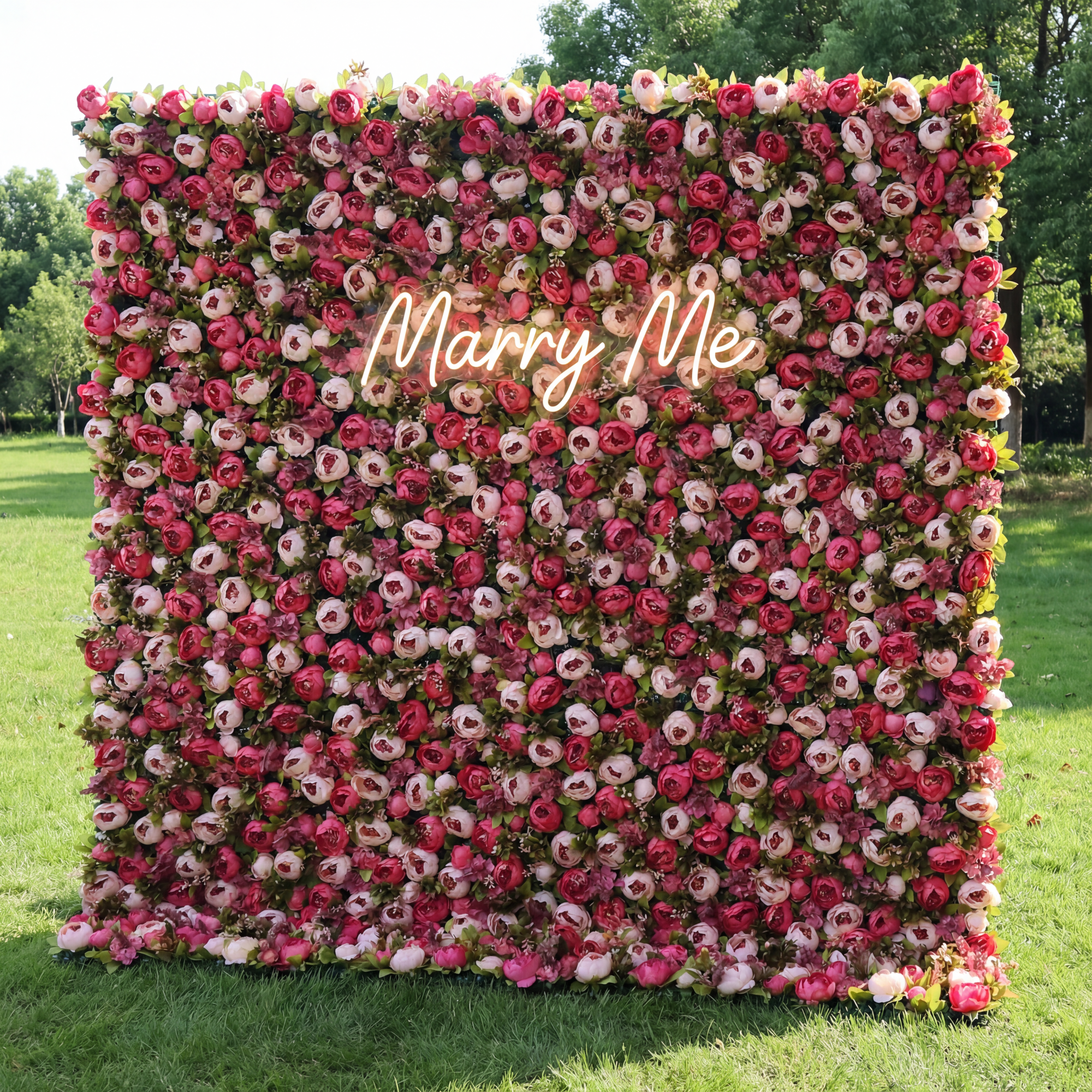 Valar Flowers Roll Up Fabric Artificial Flower Wall Wedding Backdrop, Floral Party Decor, Event Photography-VF-334
