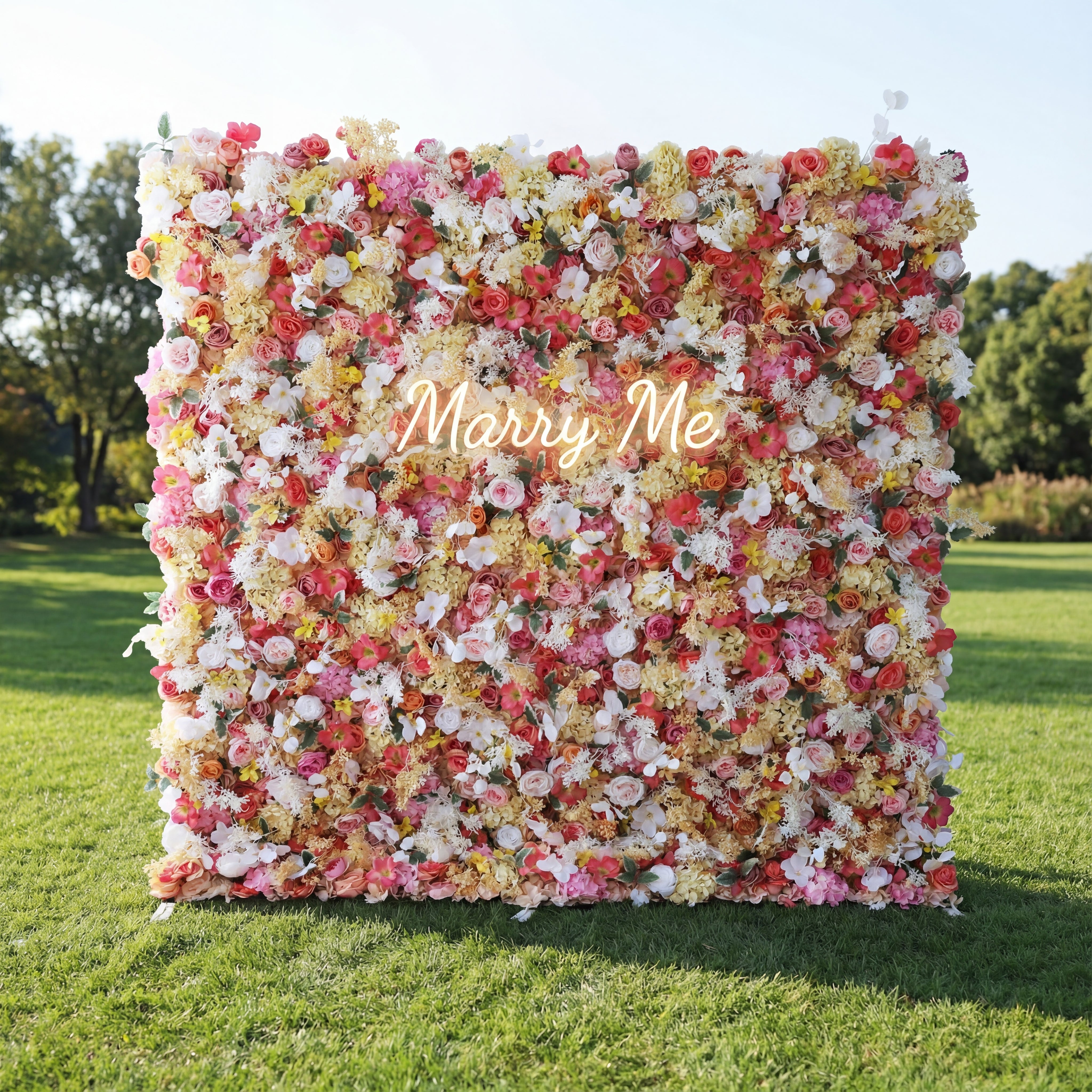 Valar Flowers Roll Up Fabric Artificial Flower Wall Wedding Backdrop, Floral Party Decor, Event Photography-VF-336