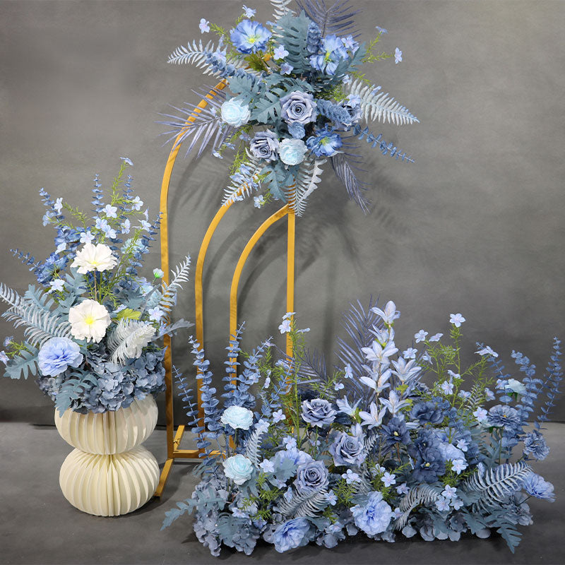 Elegant Blue Theme Floral Arrangement Set | Rustic Boho Wedding Reception and Ceremony Décor FA-201