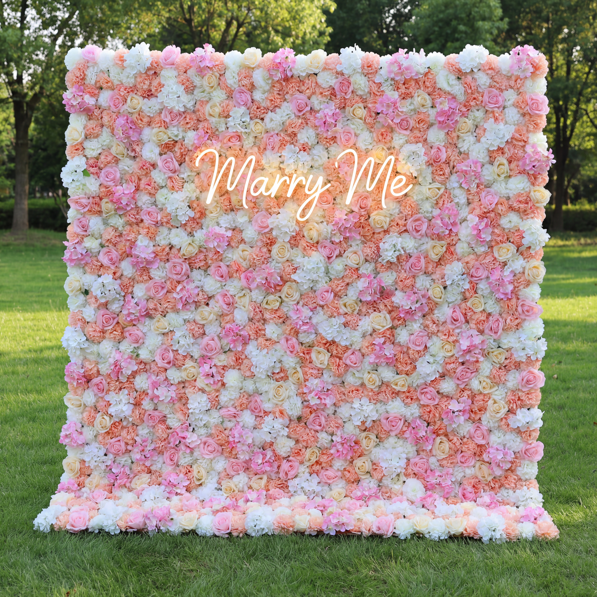 Valar Flowers Roll Up Fabric Artificial Flower Wall Wedding Backdrop, Floral Party Decor, Event Photography-VF-356