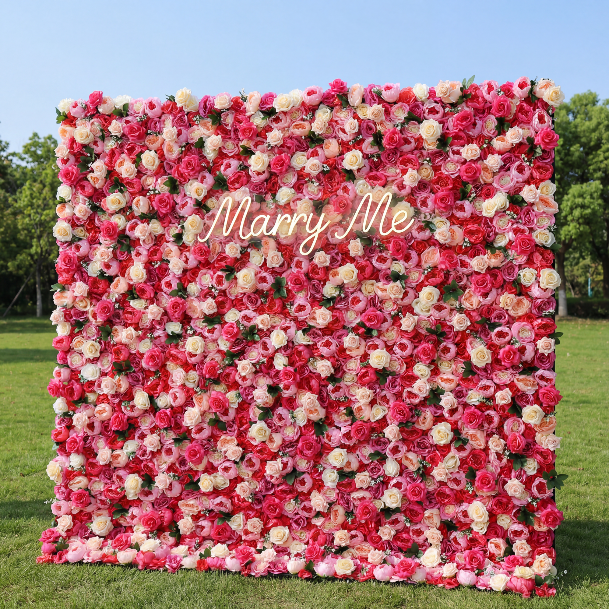 Valar Flowers Roll Up Fabric Artificial Flower Wall Wedding Backdrop, Floral Party Decor, Event Photography-VF-357