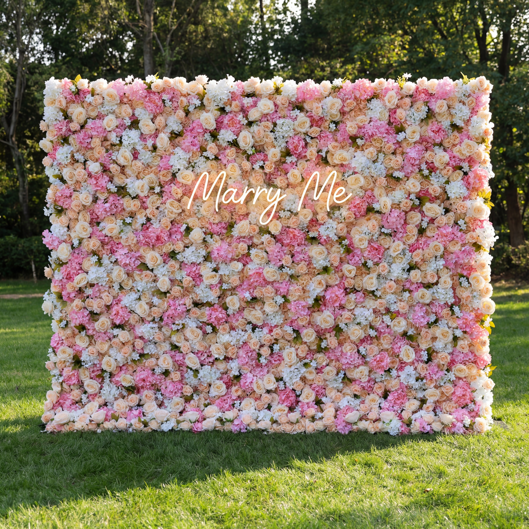 Valar Flowers Roll Up Fabric Artificial Flower Wall Wedding Backdrop, Floral Party Decor, Event Photography-VF-371