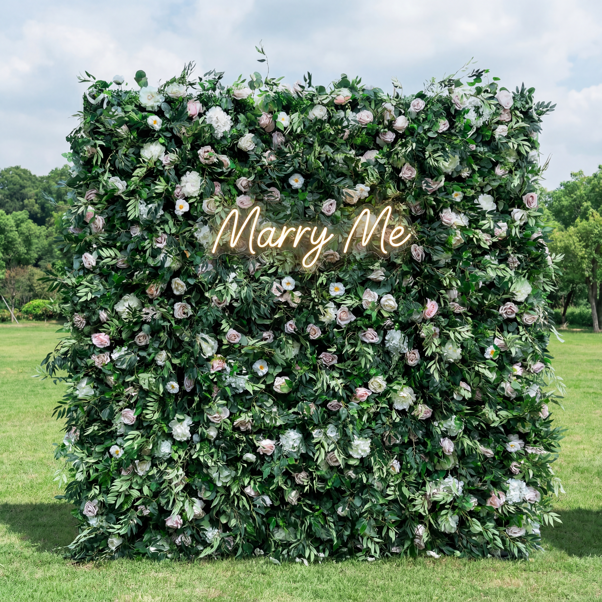 5D Roll-up curtain Green Lush and Deluxe Flower Wall for Events & Weddings Backdrop VF-373