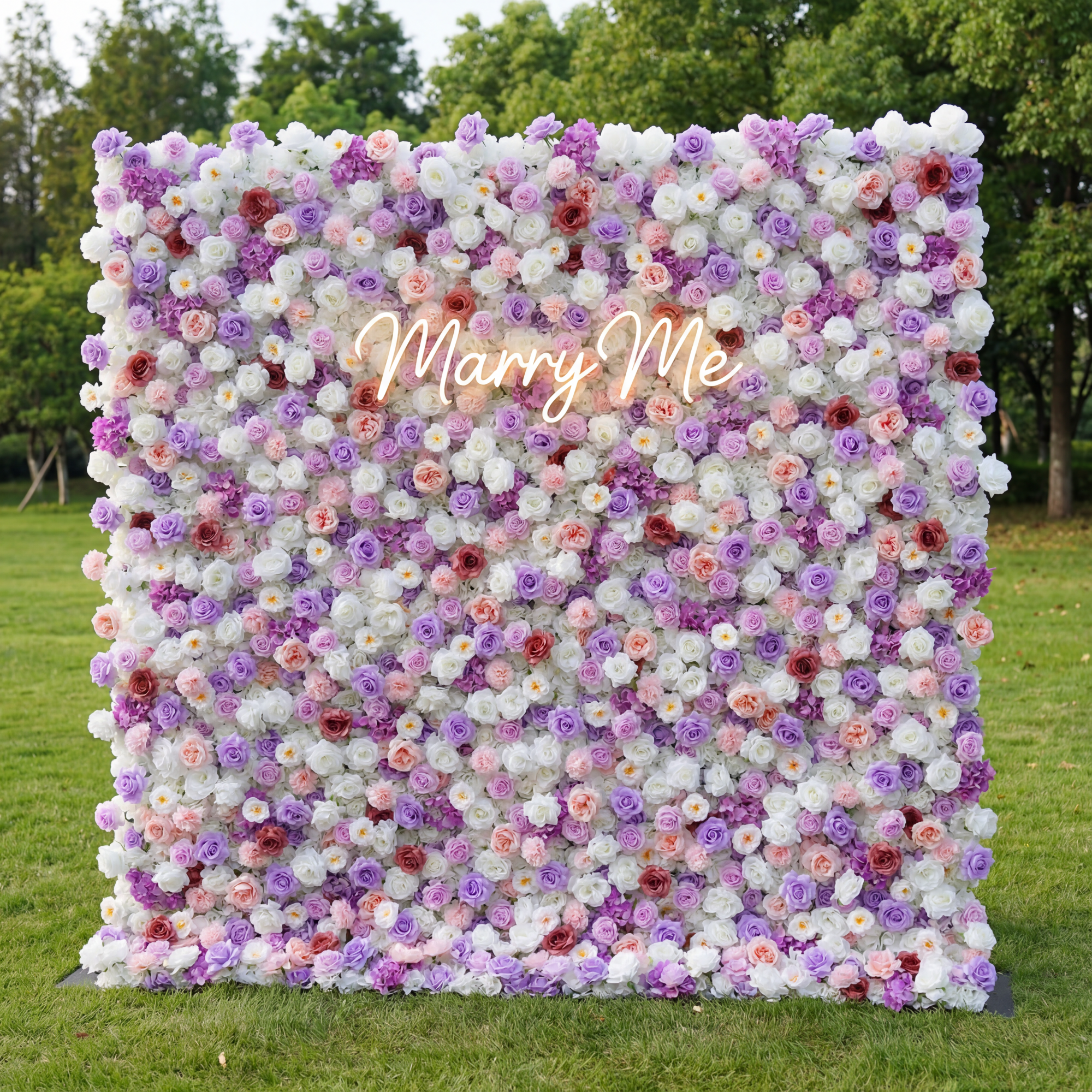 Valar Flowers Roll Up Fabric Artificial Flower Wall Wedding Backdrop, Floral Party Decor, Event Photography-VF-376