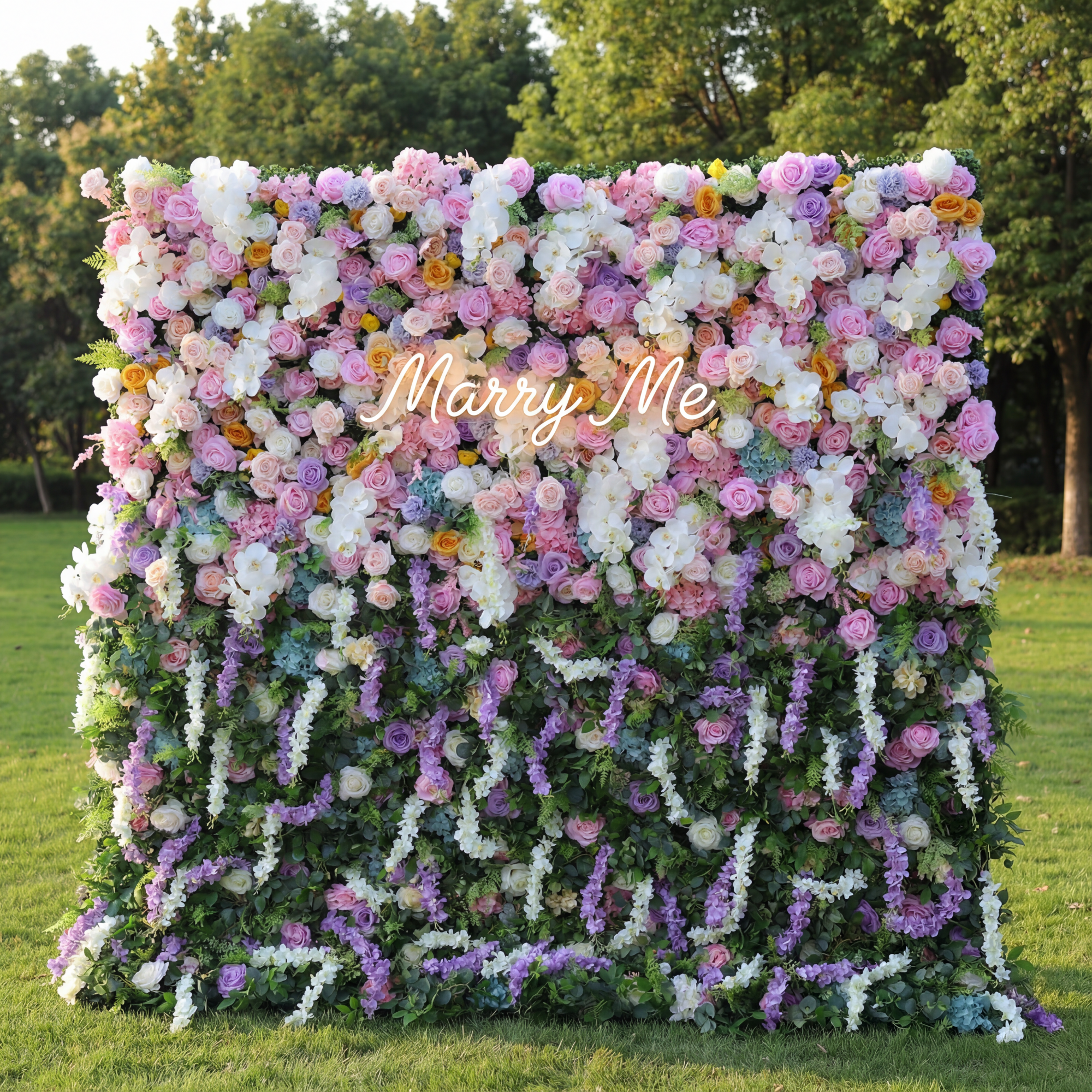 Valar Flowers Roll Up Fabric Artificial Flower Wall Wedding Backdrop, Floral Party Decor, Event Photography-VF-380