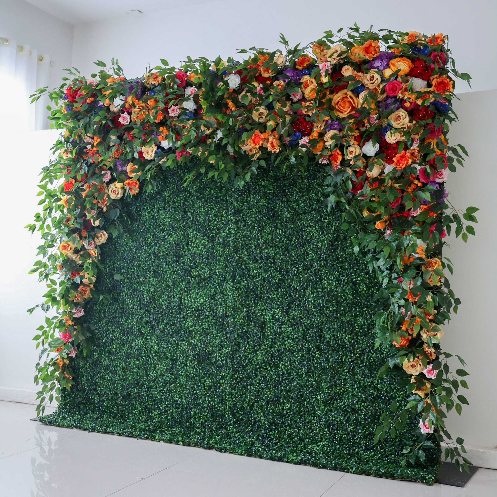 Valar Flower Roll Up Fabric Artificial Flower Wall Wedding Backdrop, Floral Party Decor, Event Photography-VF-392-2