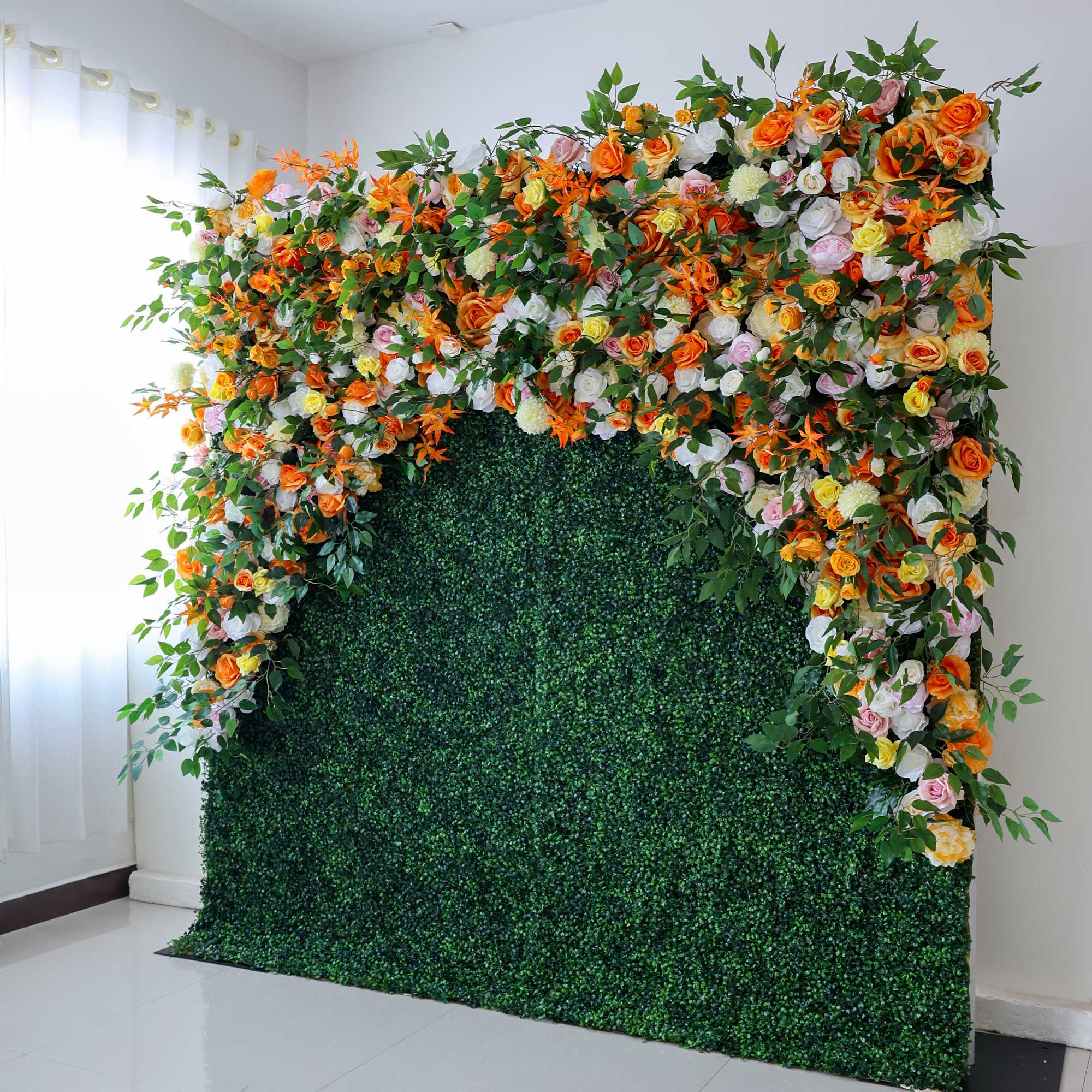 Toile de fond de mariage en tissu enroulé de fleurs artificielles Valar, décoration de fête florale, photographie d'événement-VF-393