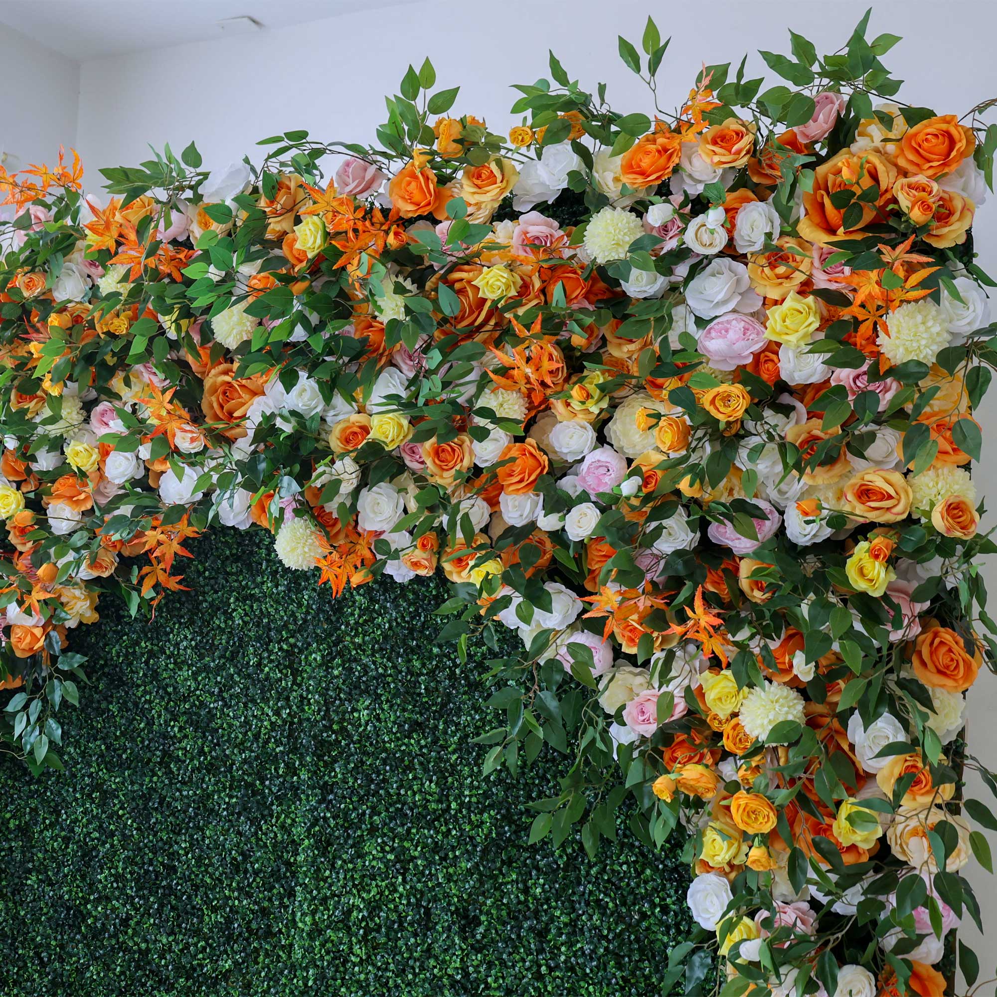 Valar Flower Roll Up Fabric Artificial Flower Wall Wedding Backdrop, Floral Party Decor, Event Photography-VF-393