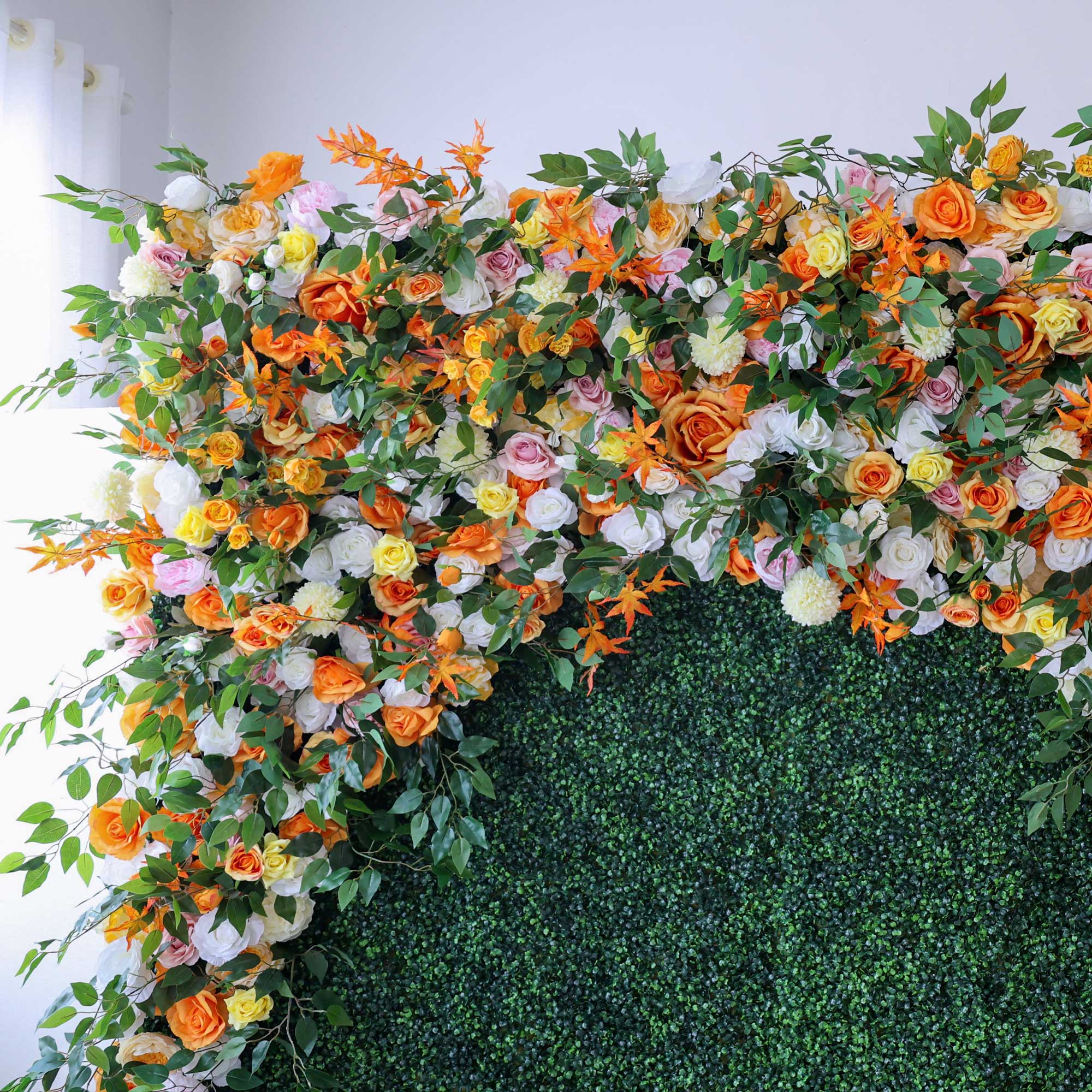 Valar Flower Roll Up Fabric Artificial Flower Wall Wedding Backdrop, Floral Party Decor, Event Photography-VF-393