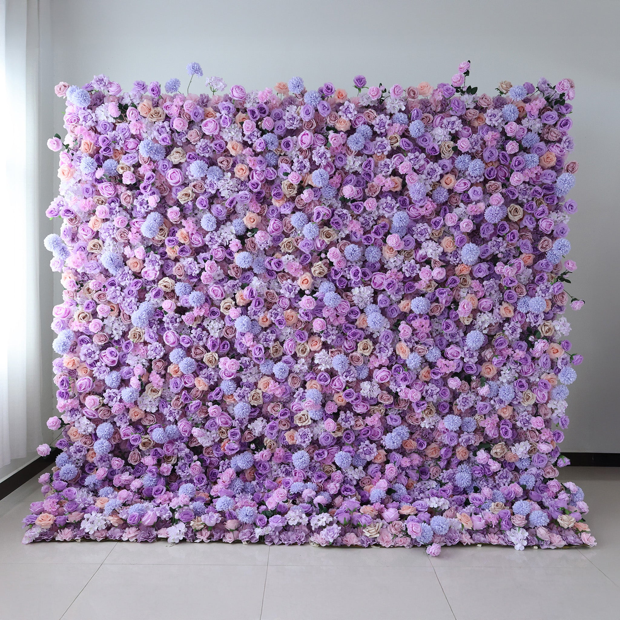 ValarFlower Lavender & Lilac Floral Symphony Flower Wall: A Dreamy Purple Haven for Enchanting Celebrations-VF-515