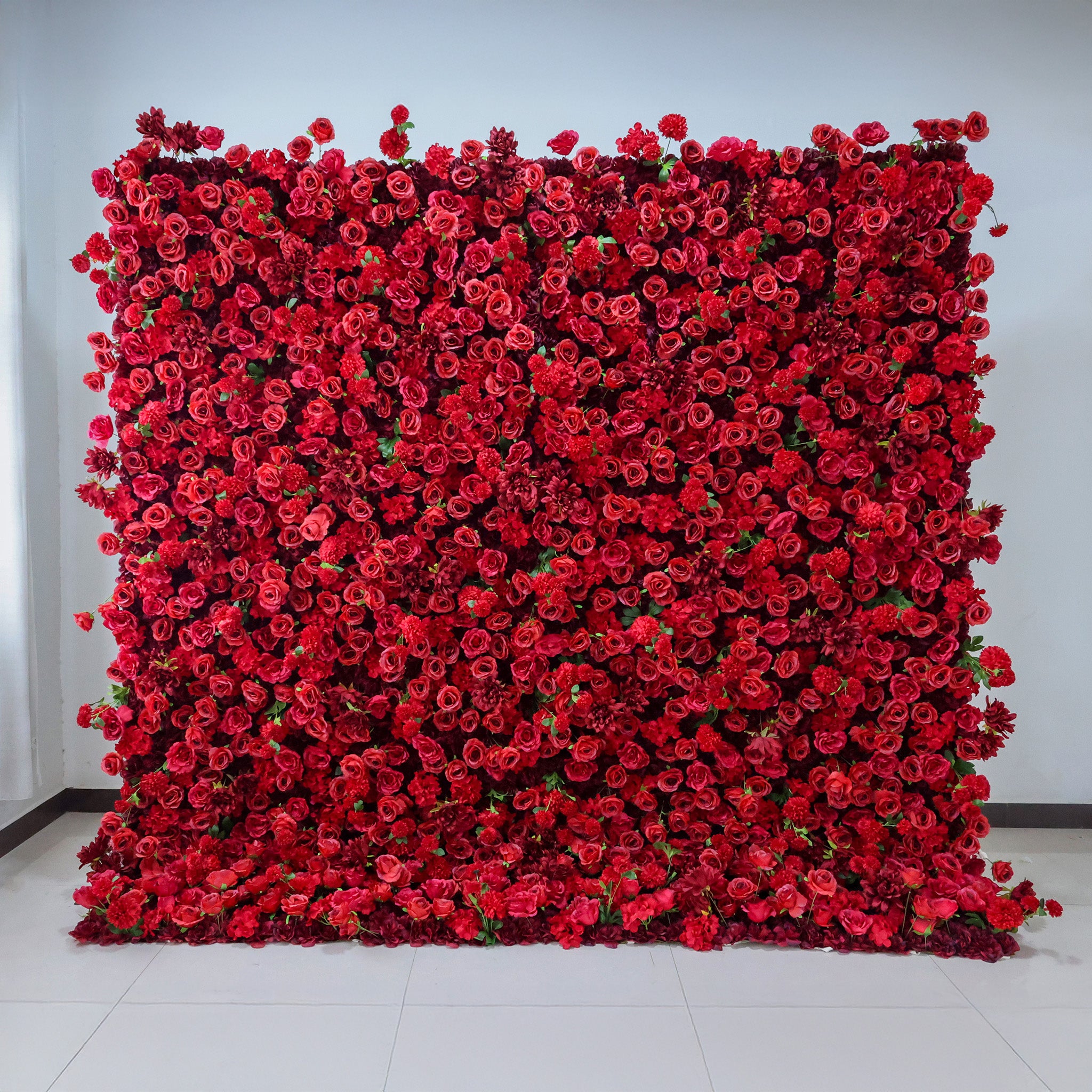 ValarFlower Scarlet Rose Extravaganza Floral Wall: A Passionate & Opulent Masterpiece for Unforgettable Celebrations-VF-517
