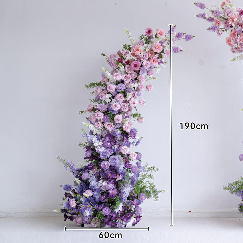 Valar Flower Moon Shaped Floral Arch - Stunning Rainbow Style Artificial Flower Arrangement for Weddings VA-101